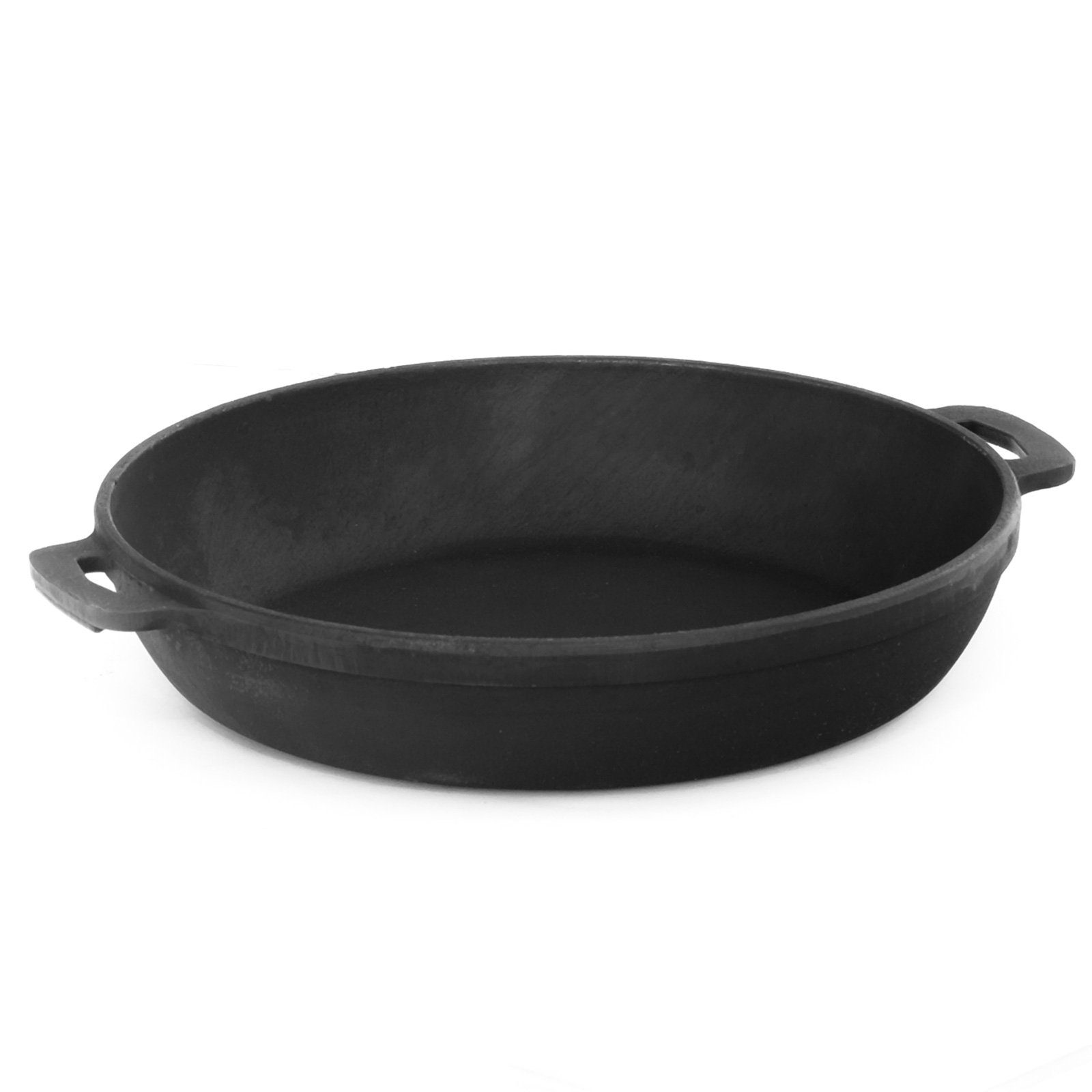 4BIG.fun Servierpfanne Bräter 34cm 4cm hoch Gusseisen Schmortopf Pfanne, (für Gasgrill, Backofen, Feuerstelle), induktionsgeeignet