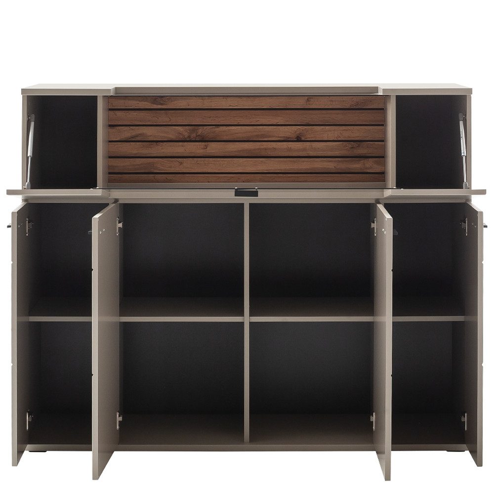 Lomadox Highboard LIEZEN-05, grau mit Eiche, günstig online kaufen