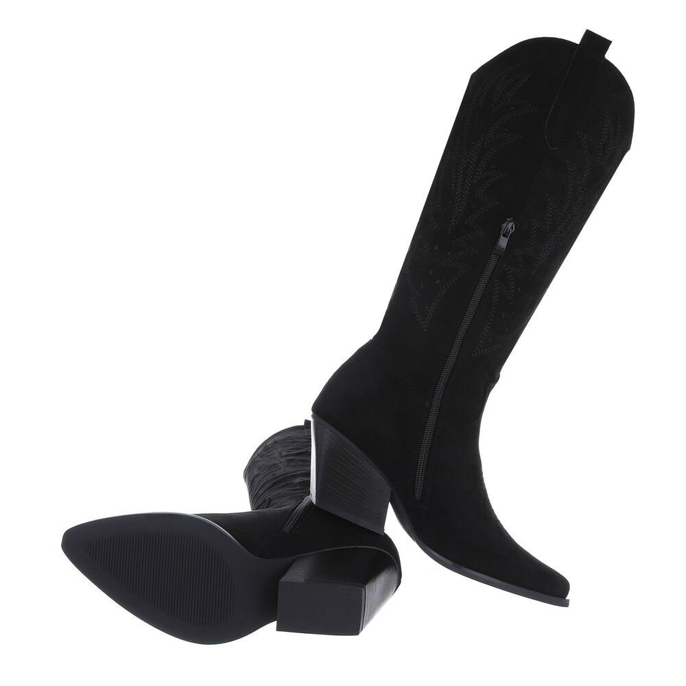 Ital-Design Elegante Damen-Cowboystiefel mit Durchbrüchen und Blockabsatz W günstig online kaufen