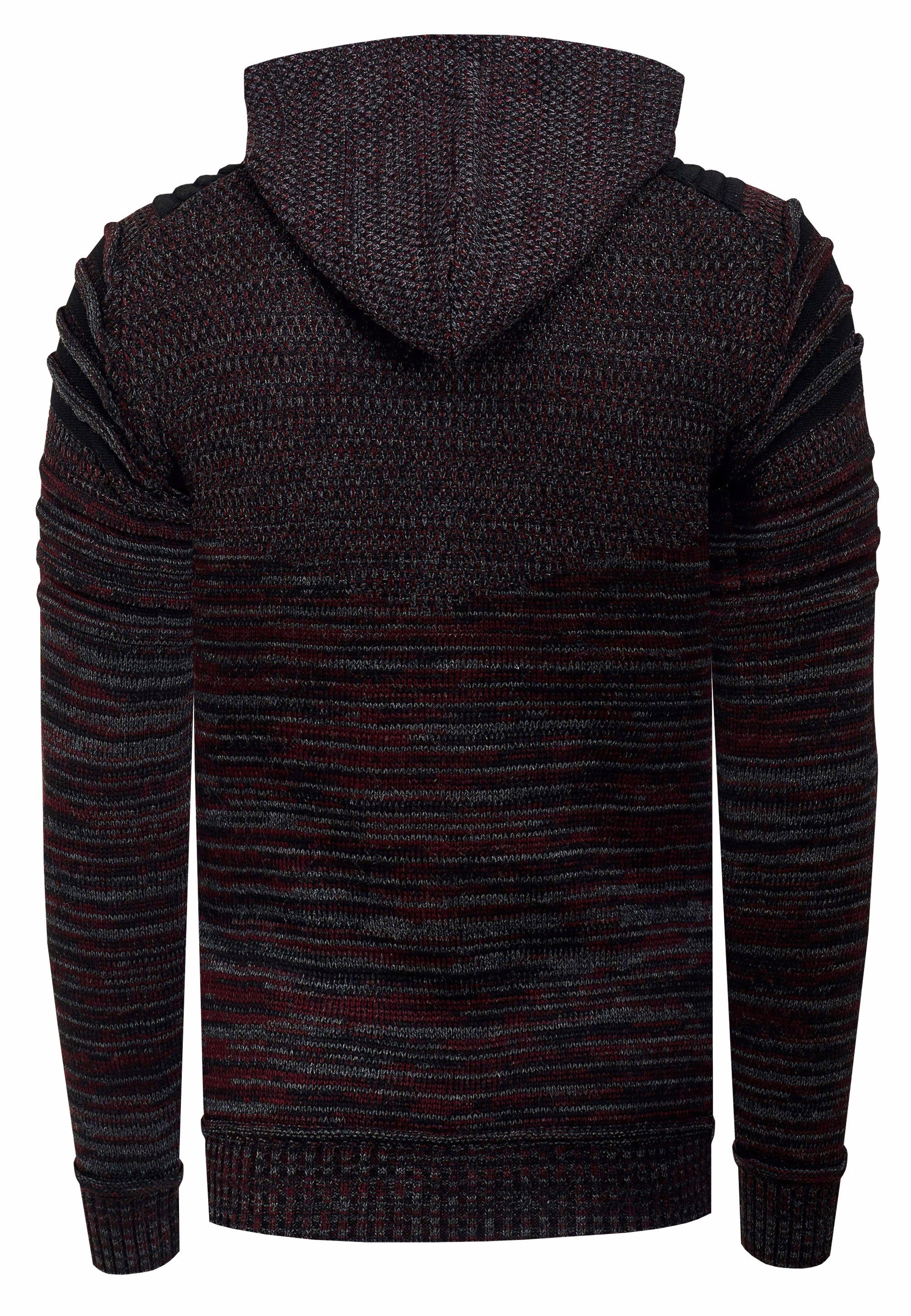Rusty Neal Kapuzensweatshirt in modernem bordeaux Strickdesign