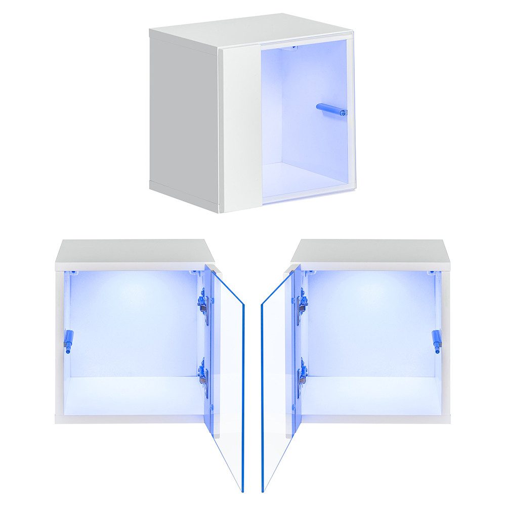 Lomadox Hängevitrine SWANSEA-164 in weiß mit Hochglanz-Fronten, 30 cm breit, inkl. LED-Beleuchtung