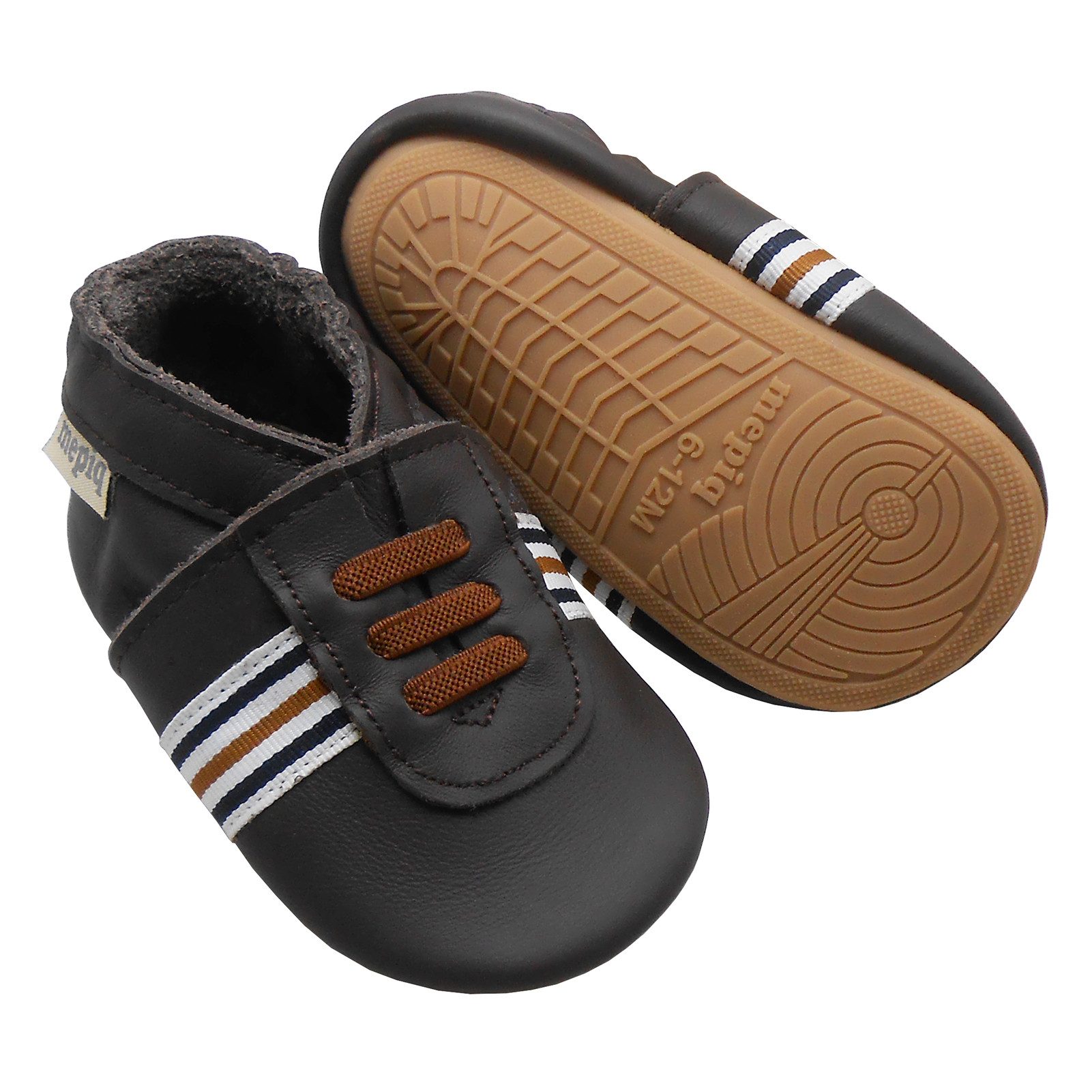 mepiq Outdoor Krabbelschuhe mit Gummisohle Baby Lauflernschuhe lederpatschen Sneaker (Handgenäht, weiche, leichte, flexible, rutschfest) 100% Leder