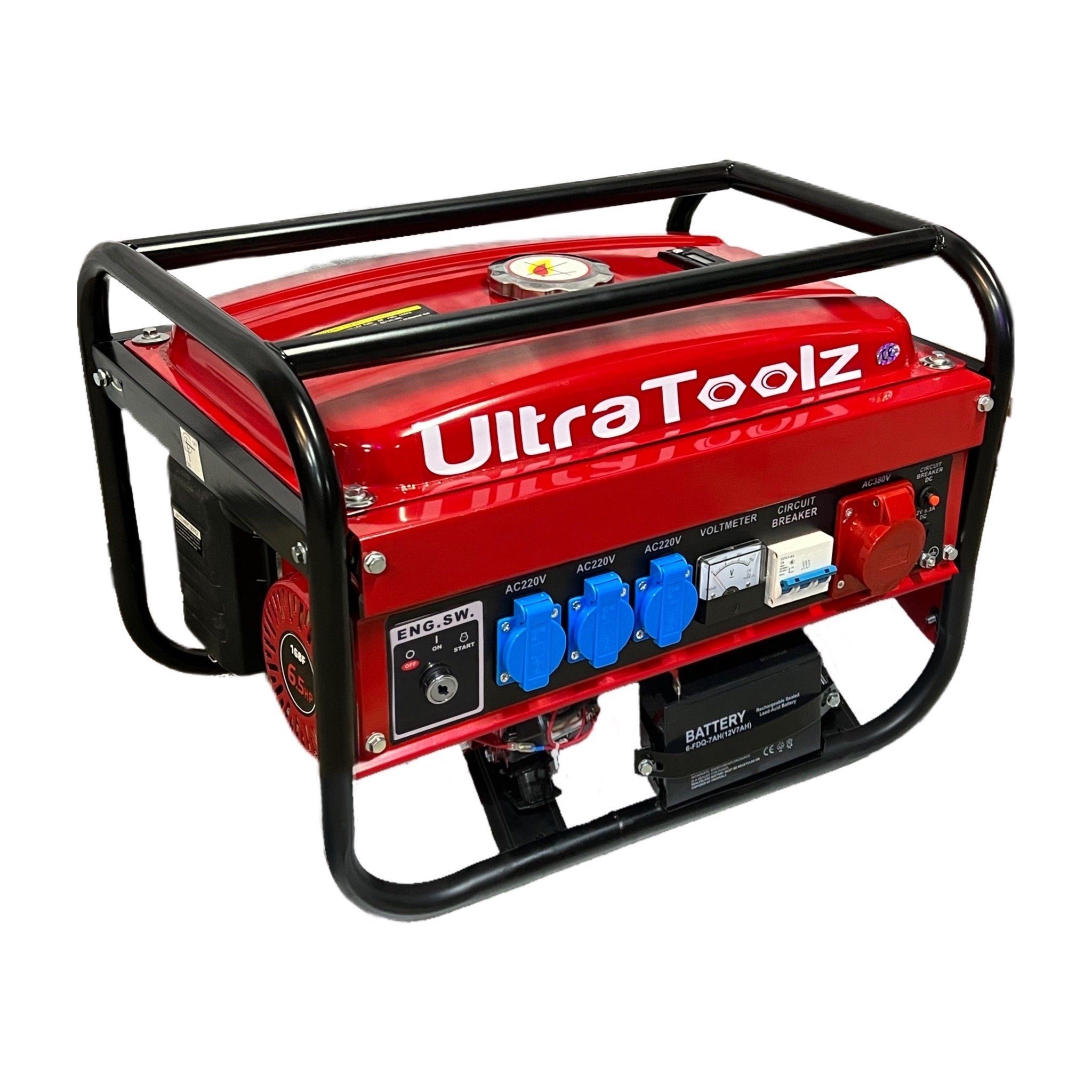UltraToolz Stromerzeuger 4-Takt Benzin W8500E Stromerzeuger Generator mit E-Start, 4.70 in kW, (1-tlg), E-Start & Seilzug Starter