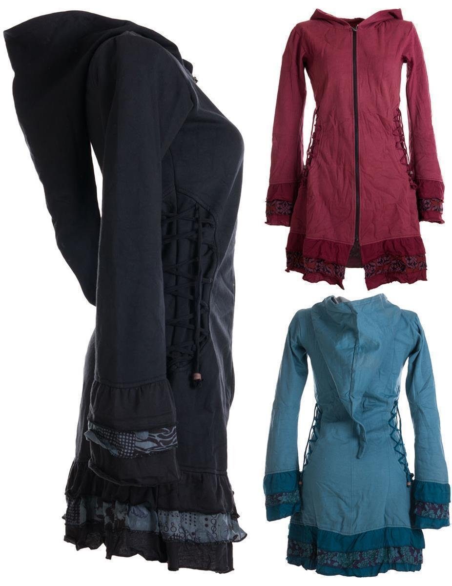 Vishes Langjacke Elfenmantel mit Zipfelkapuze, Rüschen zum Schnüren Boho, H günstig online kaufen