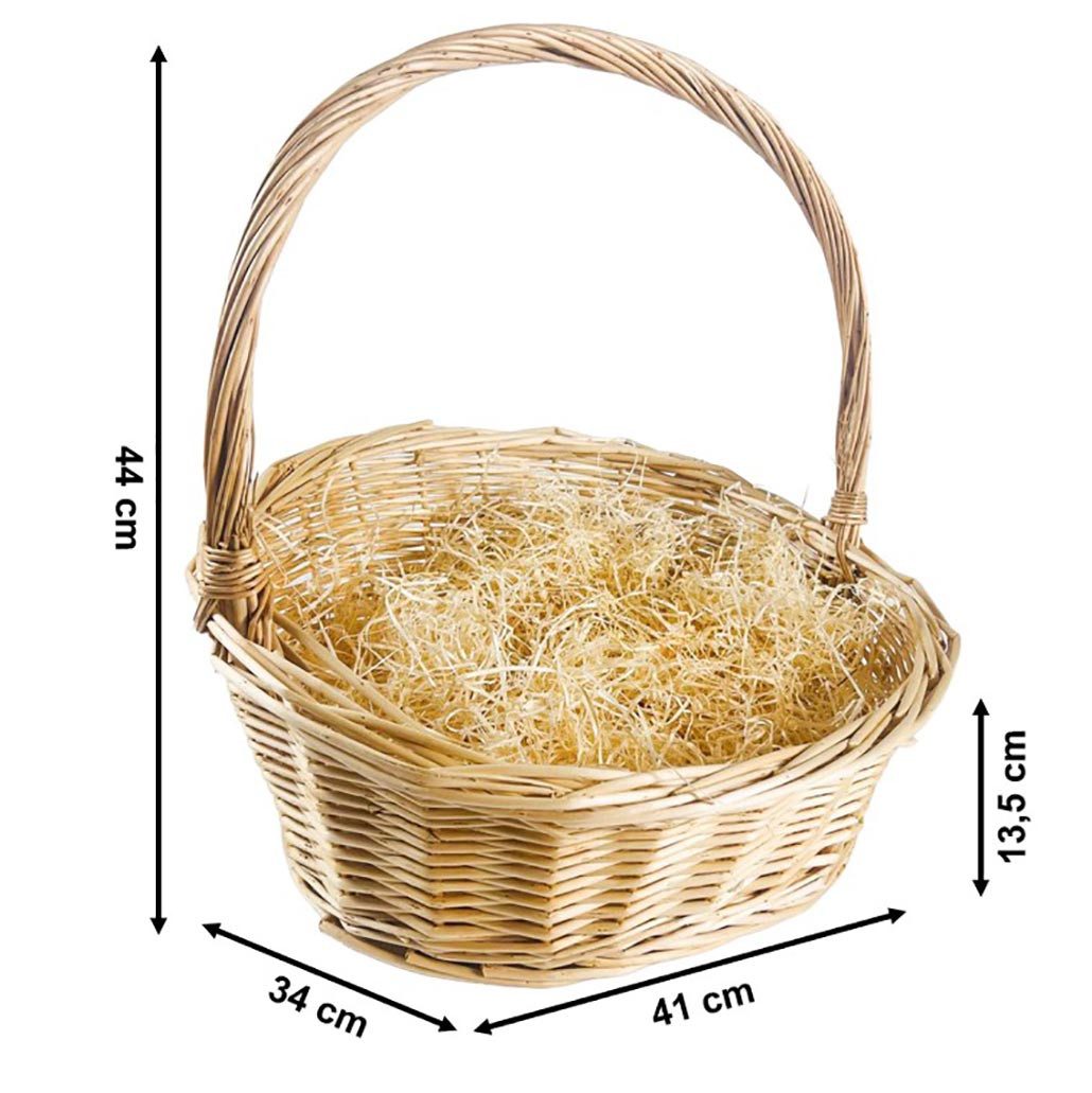 Kobolo Dekokorb Geschenkkorb natur Weide Gr 2 mit Holzwolle, Präsentkorb Weidenkorb (Stück, 1 St., Einzelstück), Größe 2 41x34x13,50/44 cm