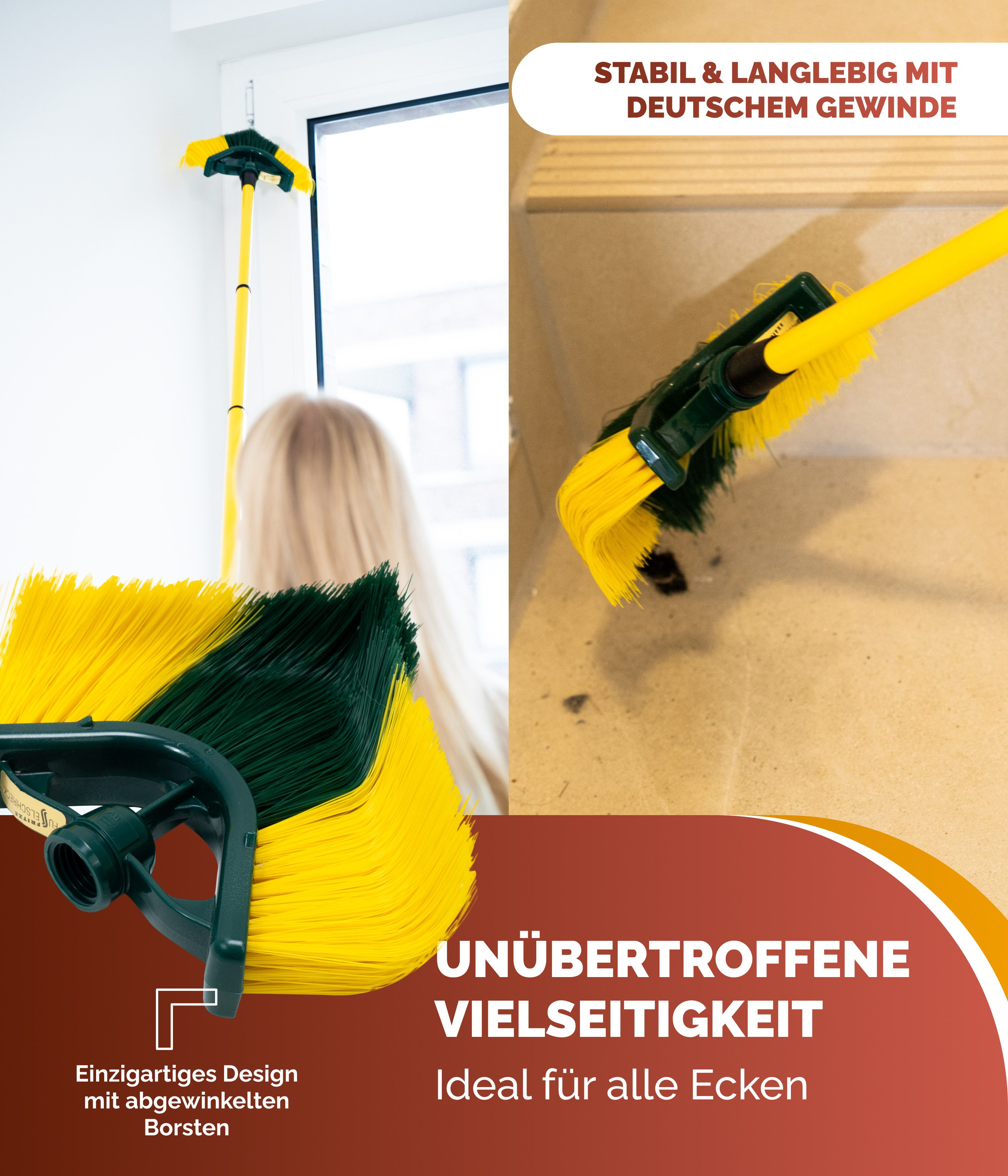 Fritze® Reinigungsbürste Krallen-Eckenbesen, für schwer erreichbare Stellen innen und außen, Innovativer Eckenbesen für verwinkelte Bereiche – Bild 4 von 4