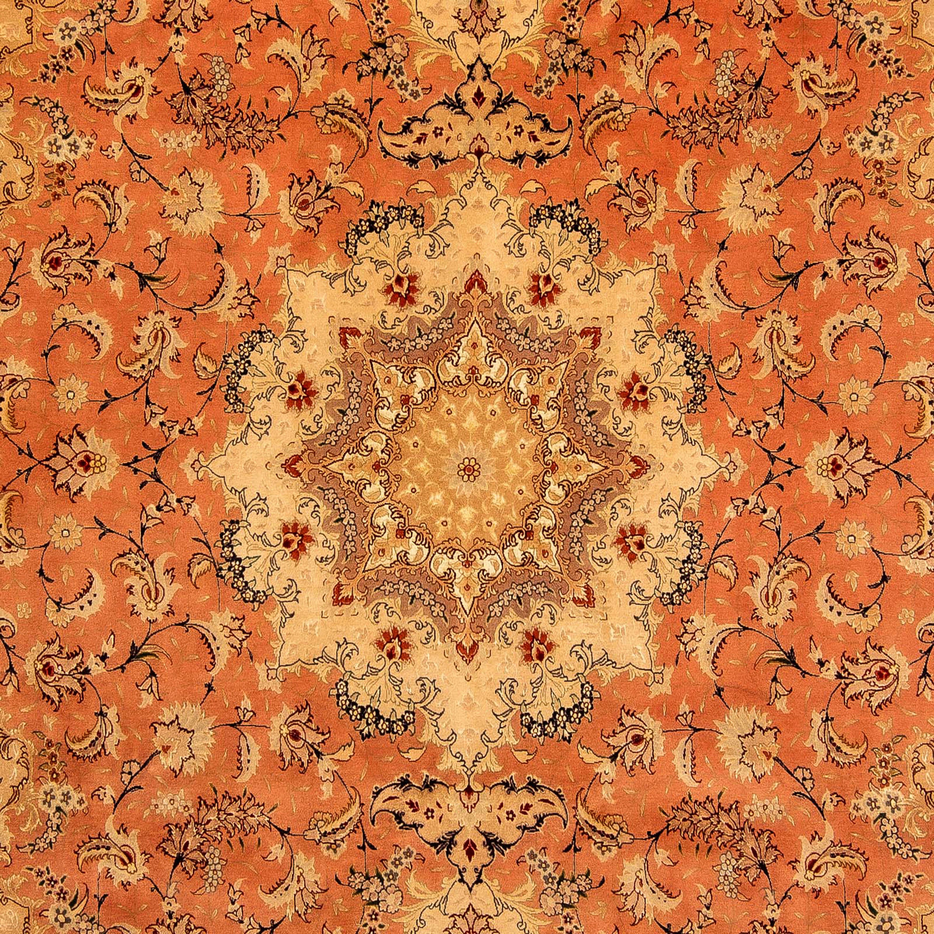 Orientteppich Perser - Täbriz morgenland, Einzelstück Wohnzimmer, cm mm, Zertifikat - Royal x Handgeknüpft, - rost, 7 - 353 246 rechteckig, mit Höhe