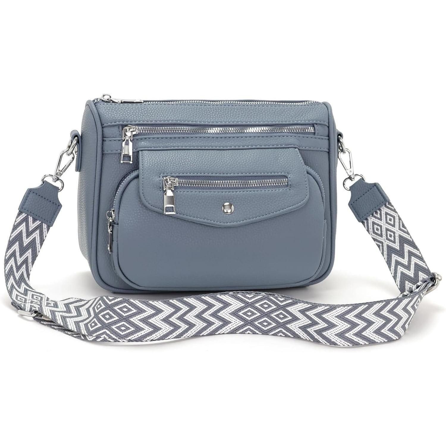 LuxusKollektion Umhängetasche Umhängetasche Damen Crossbody 5 Taschen 7 Fächer 7 Farben Hellblau