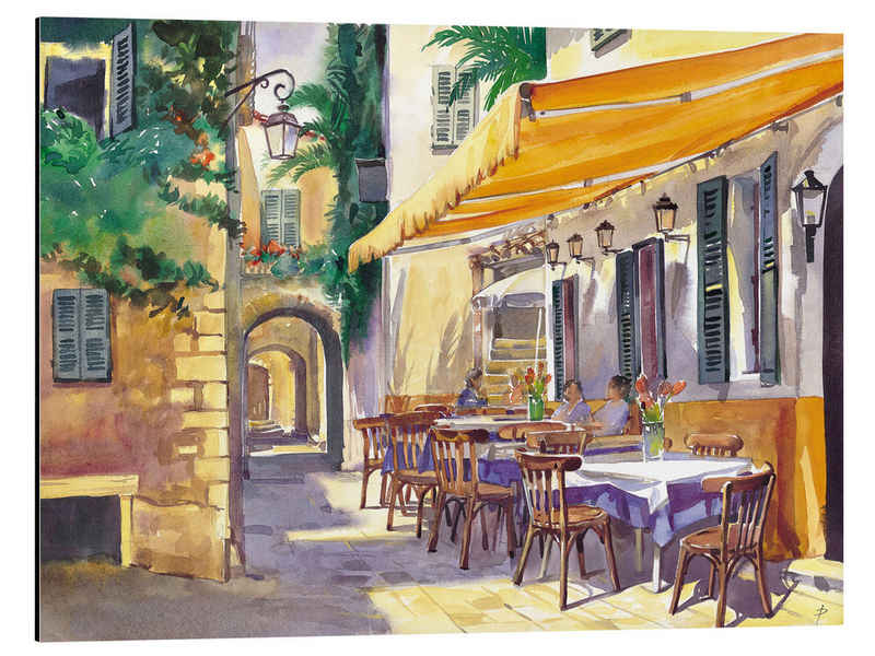 Posterlounge Alu-Dibond-Druck Paul Simmons, Café in der Provence, Rustikal Malerei