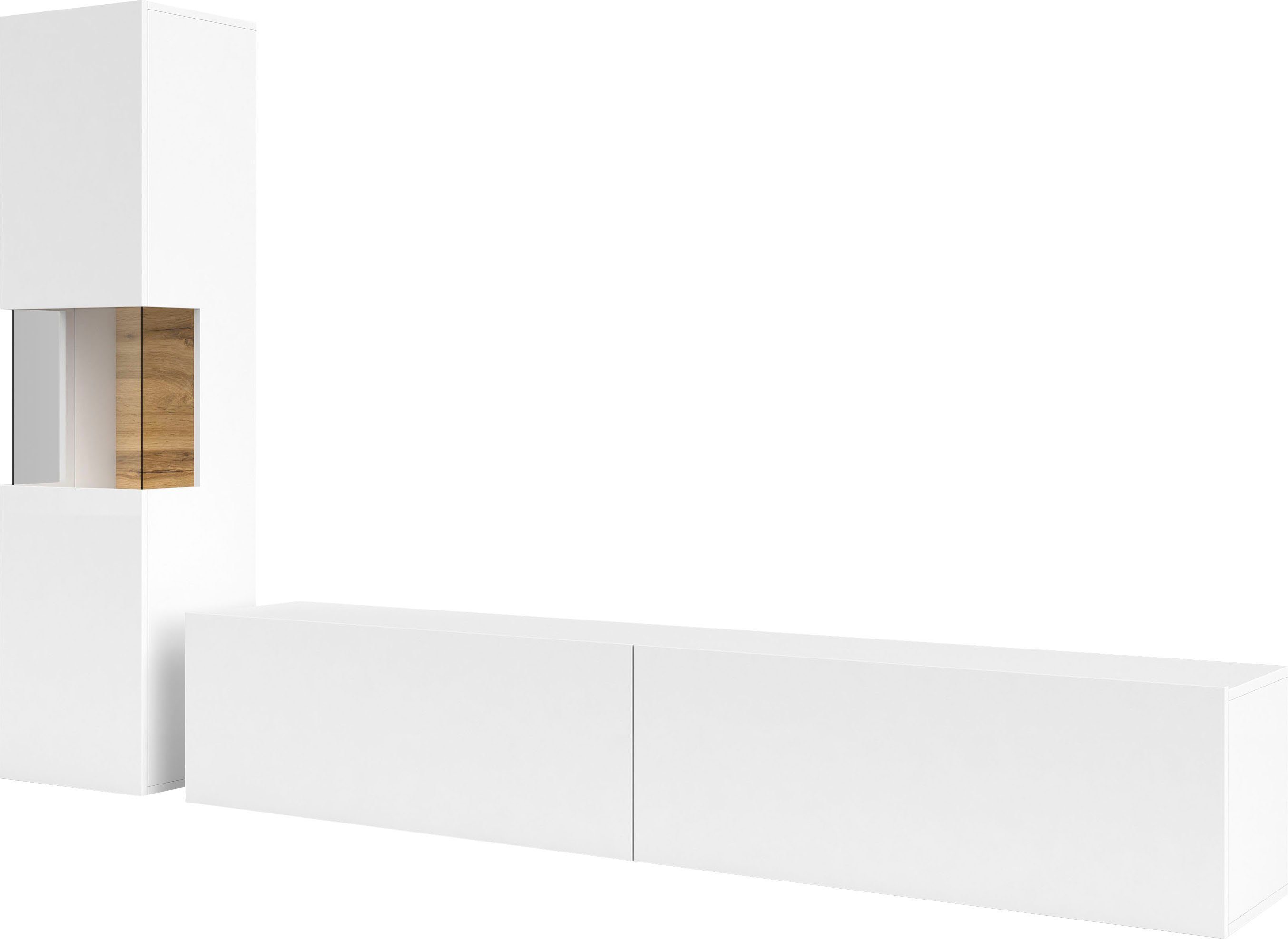 Home affaire Wohnwand Ava, Wohnzimmer-Set hängend/stehend montierbar, Vitrine, Lowboard, 2-tlg.