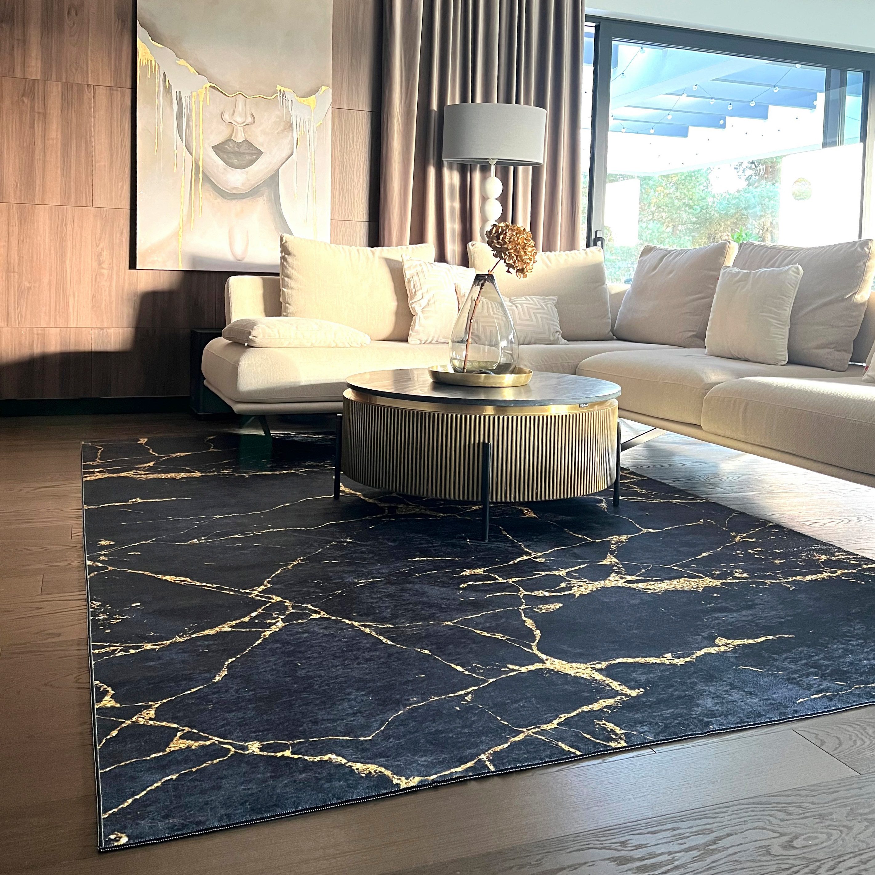 Mazovia Designteppich Modern Teppich für Wohnzimmer, Schlafzimmer, Esszimmer, 80 x 150 cm, Kurflor, Waschbar in Waschmaschine, Höhe 5 mm, Rutschfest – Bild 3 von 5