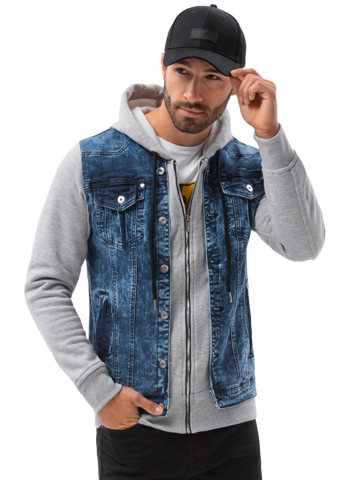 OMBRE Jeansjacke Herren-Jeansjacke mit Kapuze günstig online kaufen