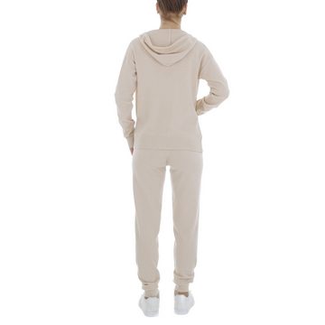 Ital-Design Jogginganzug Damen Freizeit (86365246), Kapuze Stretch Zweiteiler in Creme