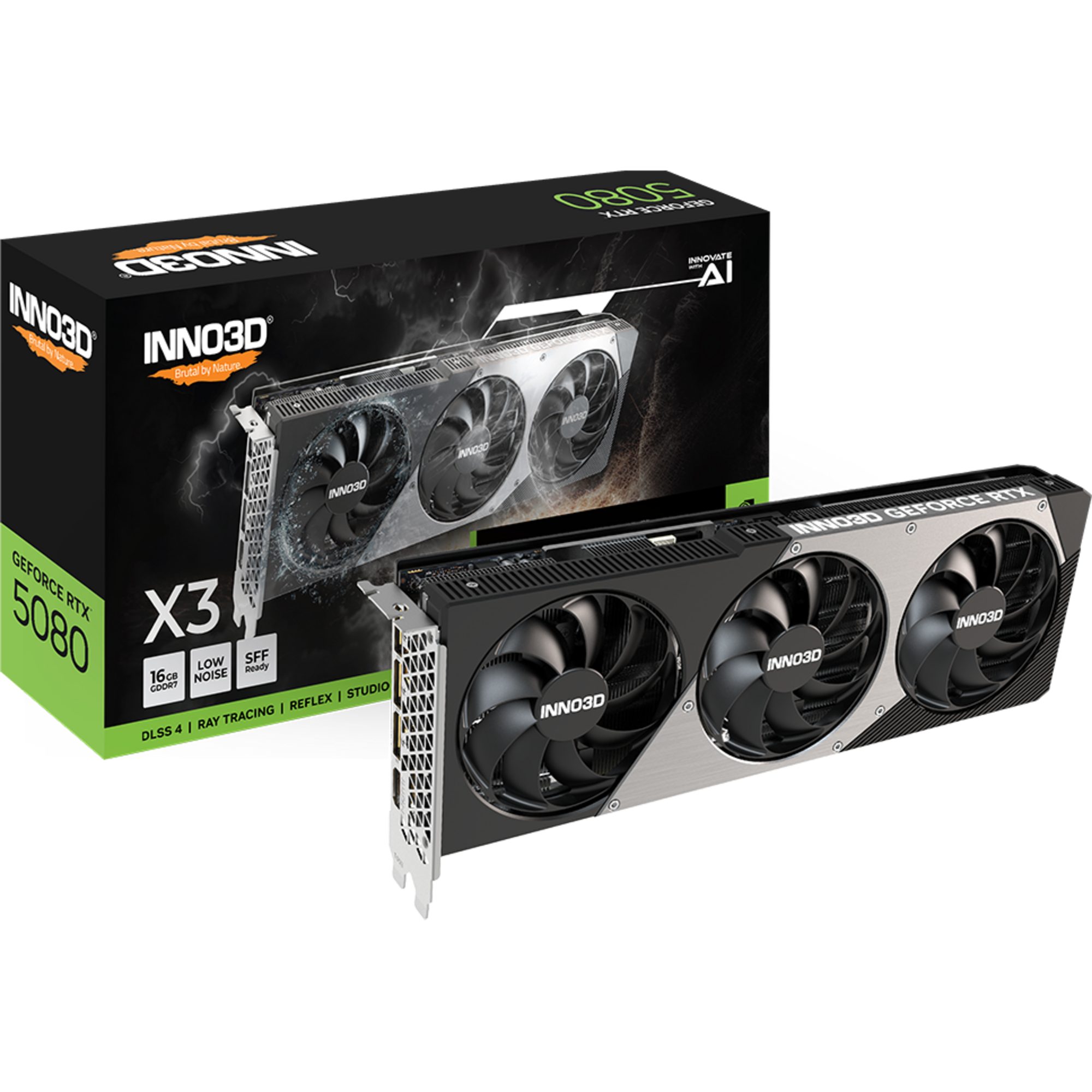 Inno3D INNO3D GeForce RTX 5080 X3, Grafikkarte, (DLSS 5, 3x DisplayPort, 1x Grafikkarte (16 GB, DLSS 5, 3x DisplayPort, 1x HDMI 2.1)