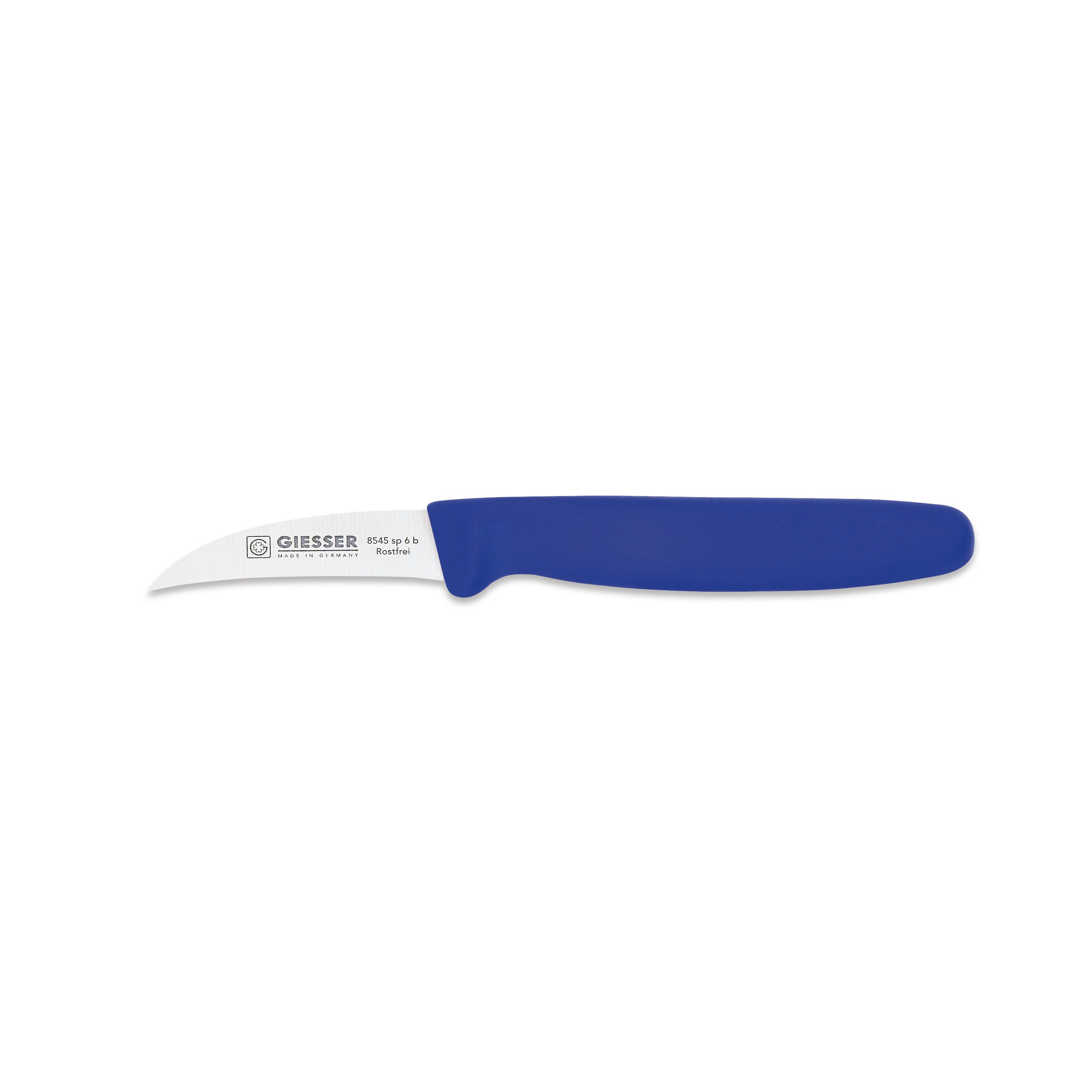 Giesser Messer Schälmesser Gemüsemesser 8545 sp 6, Handabzug, Klinge 6 cm Hohle-Schneide blau