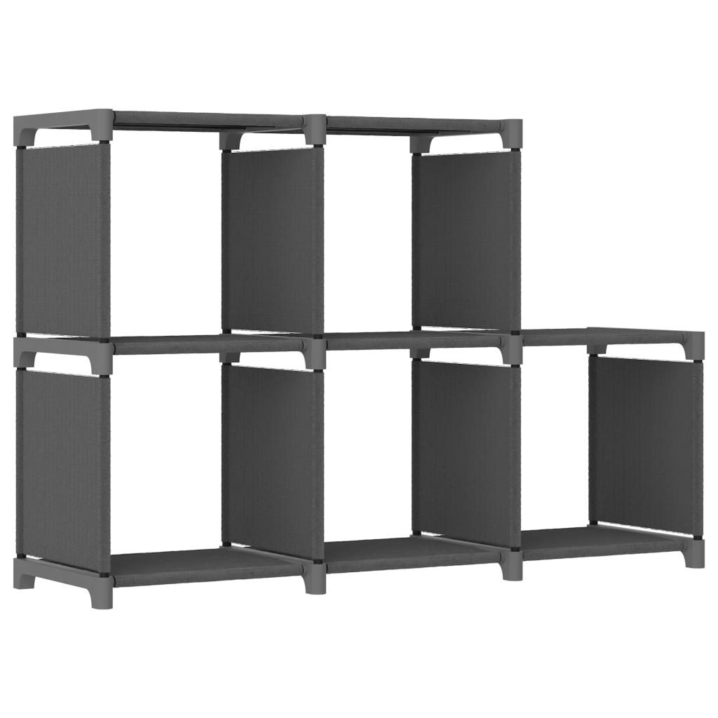 vidaXL Bücherregal Würfel-Regal 5 Fächer Grau 103x30x72,5 cm Stoff, 1-tlg.