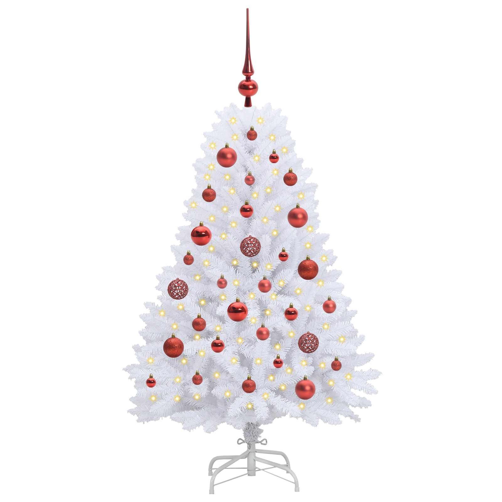 vidaXL Künstlicher Weihnachtsbaum Künstlicher klappbarer Weihnachtsbaum Weiß 120 cm PVC und Stahl