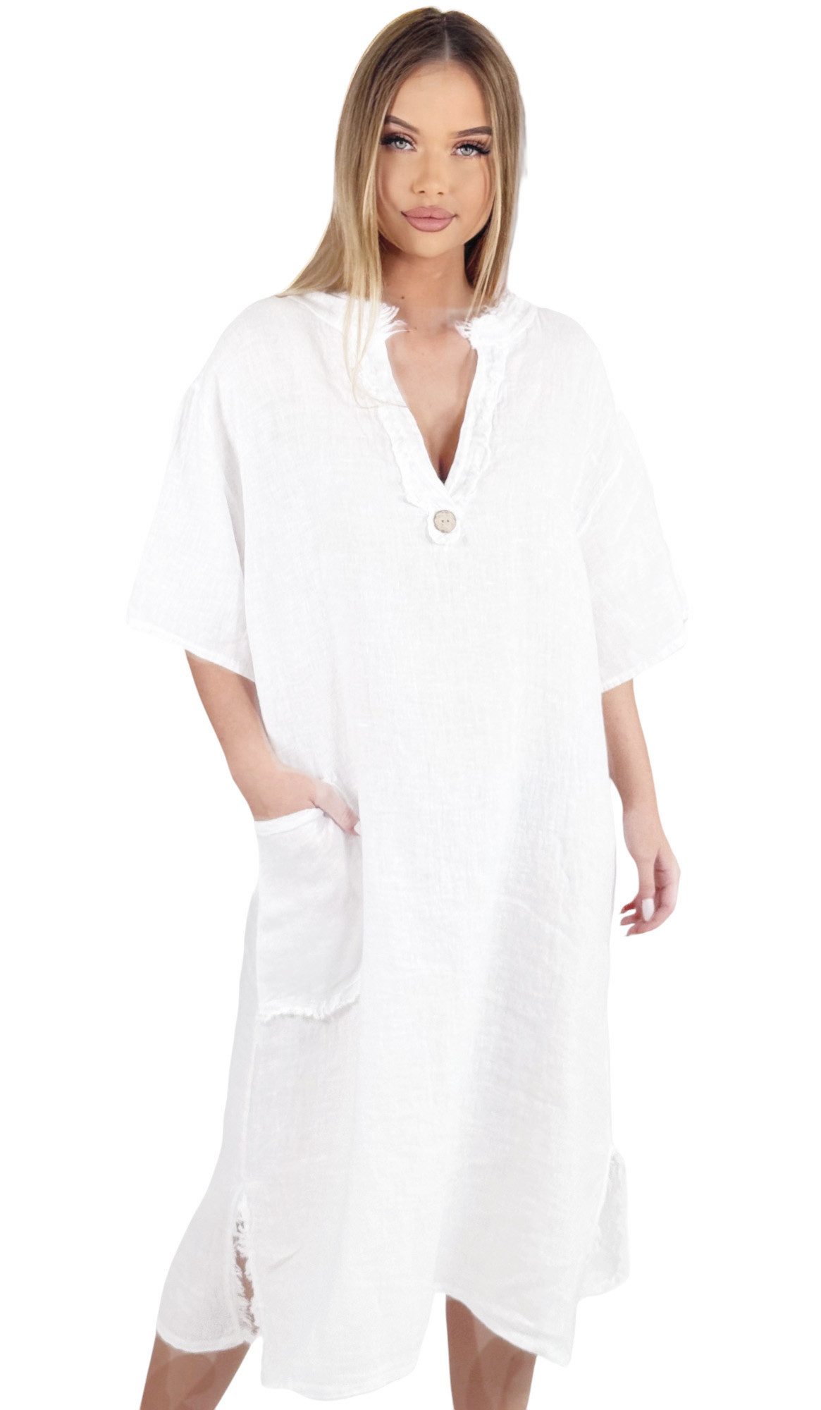 Mississhop Sommerkleid Dame Kleid Sommerkleid 100% Leinen M.3093 günstig online kaufen