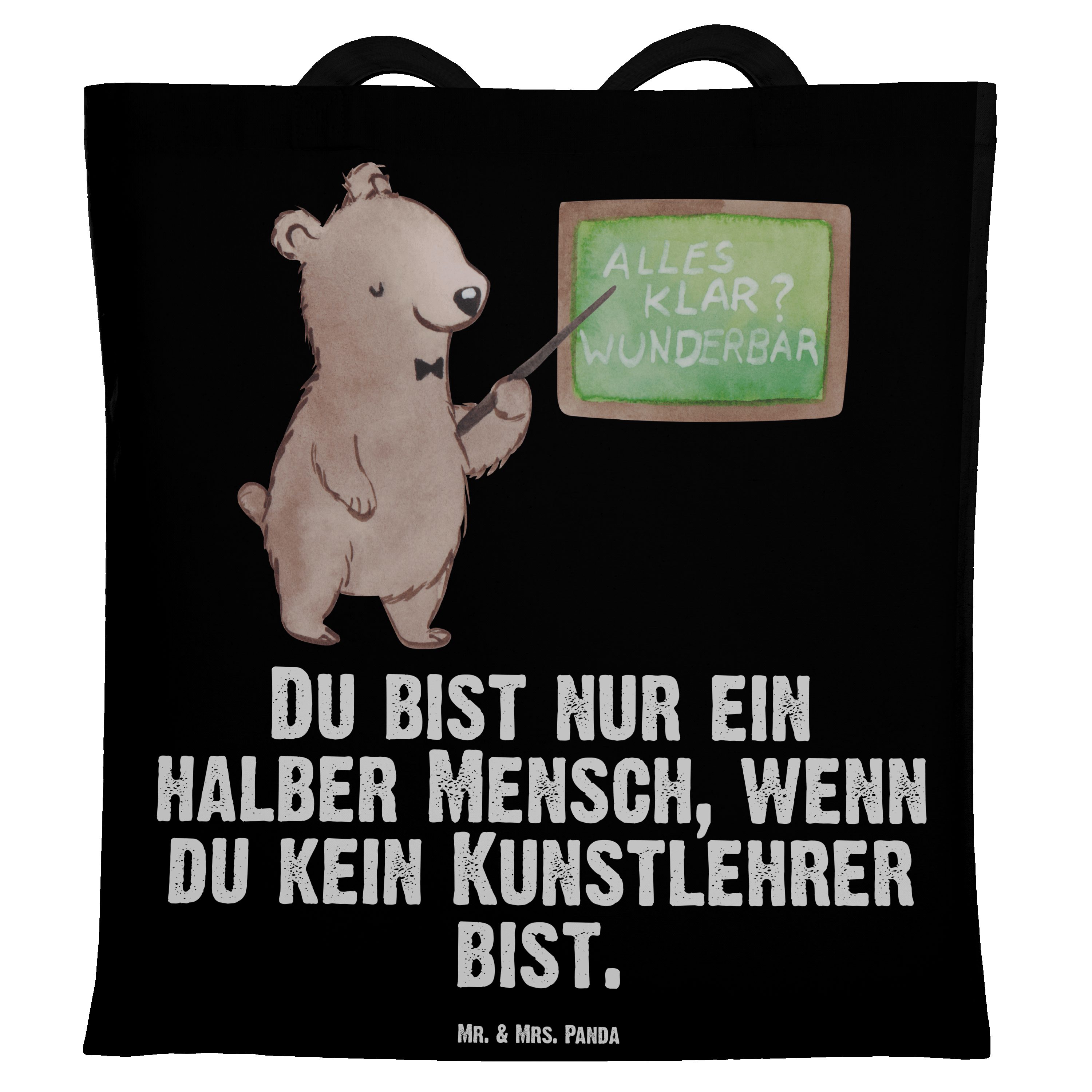 - Mrs. Schwarz Kunstschule, - Beuteltasche, (1-tlg) Mr. Herz Tragetasche & Geschenk, mit Kunstlehrer Panda