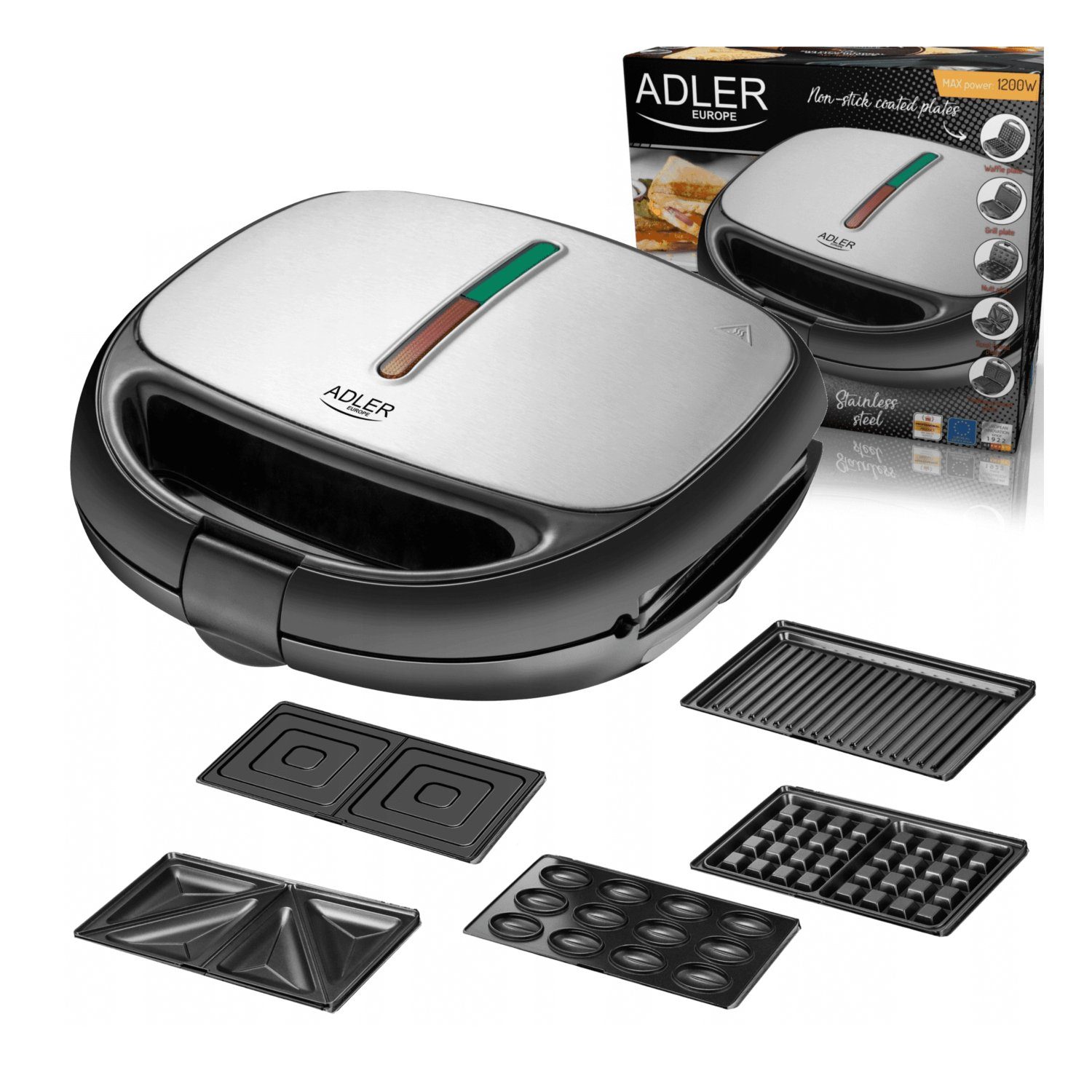 Adler Toaster AD 3040, 1200 W, 5in1 mit Multifunktions-Toaster Funktionen
