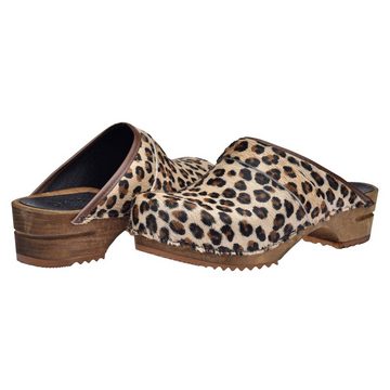 Sanita Wood-Caroline Open Clog Brown Leopard Sandale