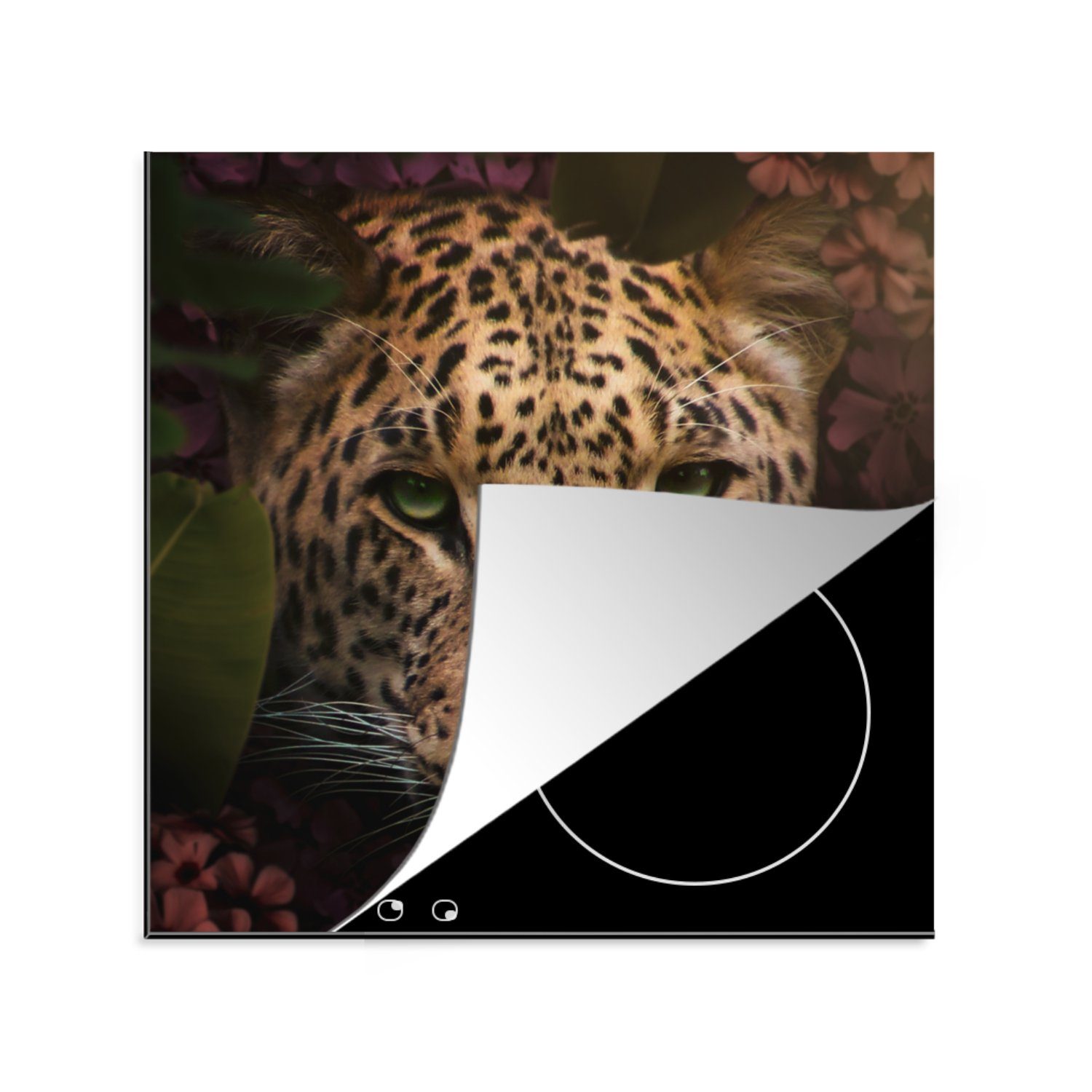 MuchoWow Herdblende-/Abdeckplatte Tiere - Panther - Dschungel, Vinyl, (1 tlg), 78x78 cm, Ceranfeldabdeckung, Arbeitsplatte für küche