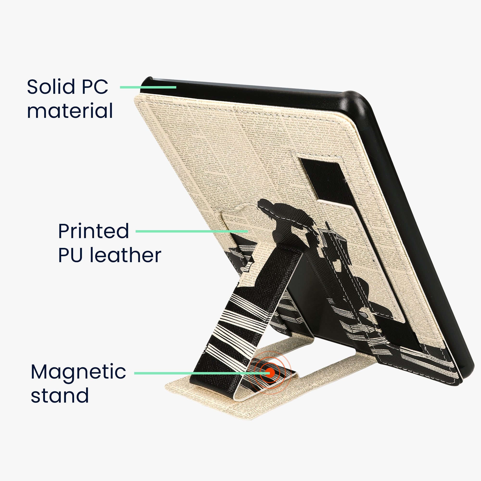 kwmobile E-Reader-Hülle Kunstleder Schutzhülle für Amazon Kindle Paperwhite 11. Generation, Hülle Kunstlederhülle mit Ständer und Handgurt