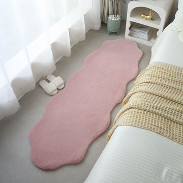Teppich Schaffell imitat, HomebyHome, Läufer, Höhe: 25 mm, Teppich Plüsch Einfarbig Schaffellform Kunstfell Kinderzimmer