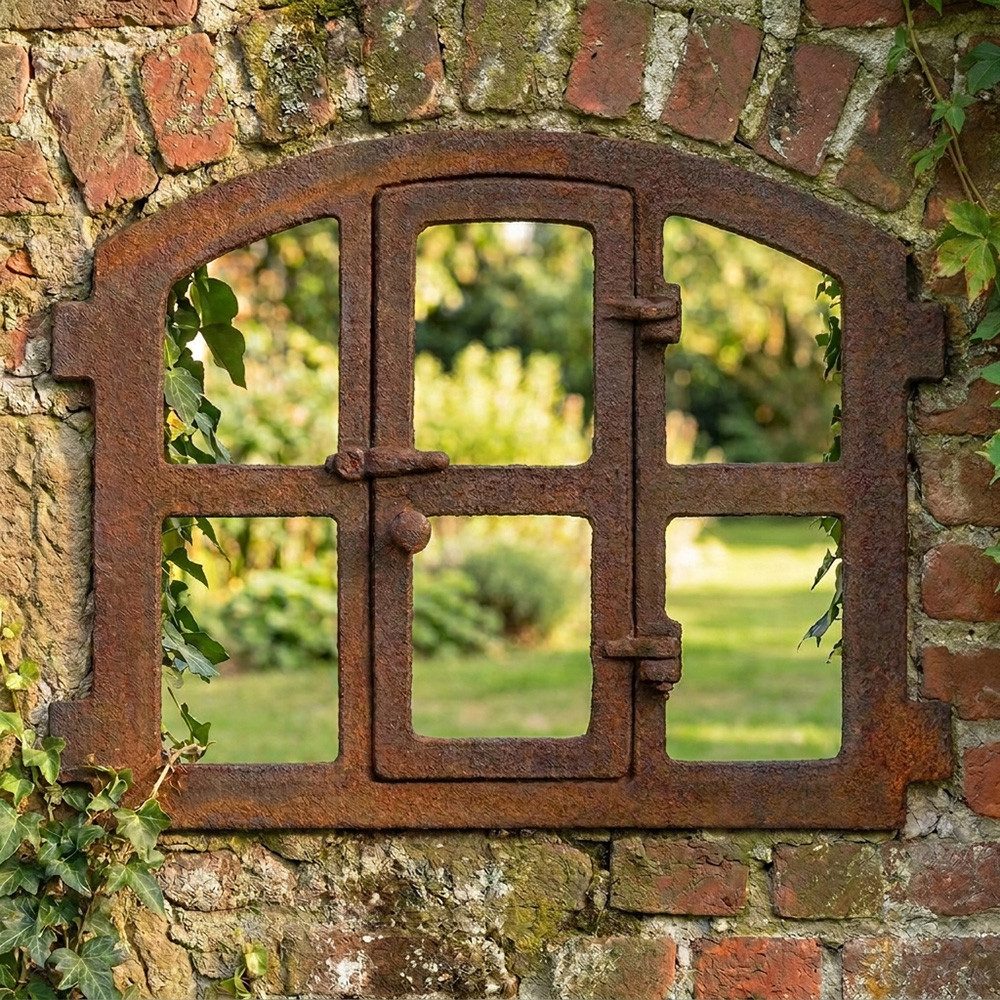 Antikas Fenster Eisenfenster mit Tür, antik-ländlich zum Öffnen, Stallfenster für