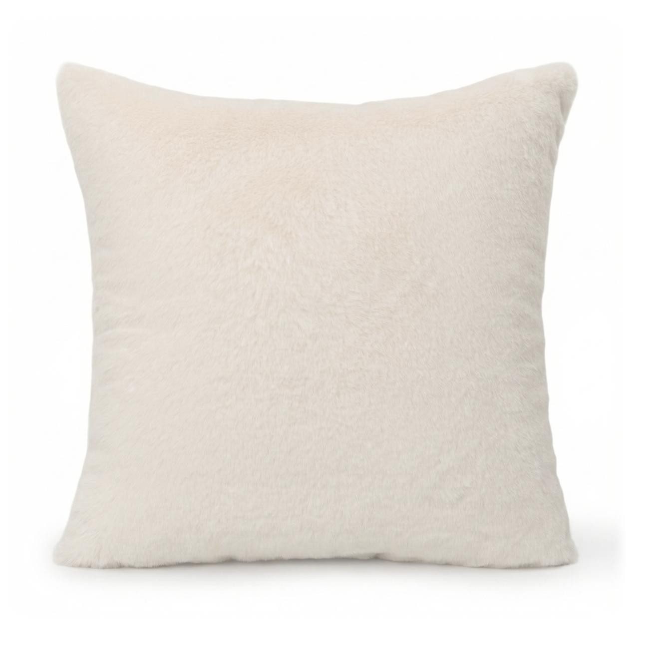 ANRO Dekokissen PLÜSCH Bär Schlicht Kunstfell Sofakissen Kuschelkissen Flauschig, sehr weich & kuschelig 40x40cm OHNE Füllung Uni-Einfarbig Weiß – Bild 5 von 5