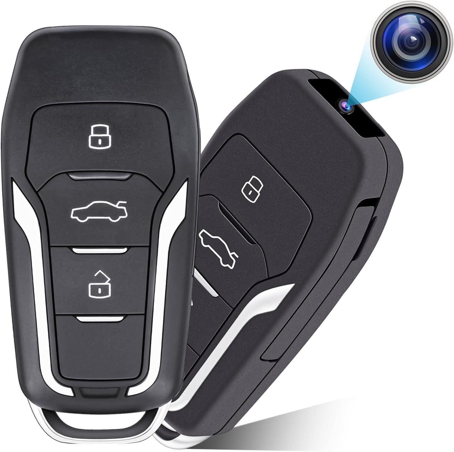 SpionProfi Überwachungskamera 64GB Mini Kamera Autoschlüssel Video Ton Aufnahme Auto Haus (Innenbereich, Außenbereich, 1-tlg., Versteckte Kamera Mini Spycam Spion Cam für Haus, Auto, Zimmer)