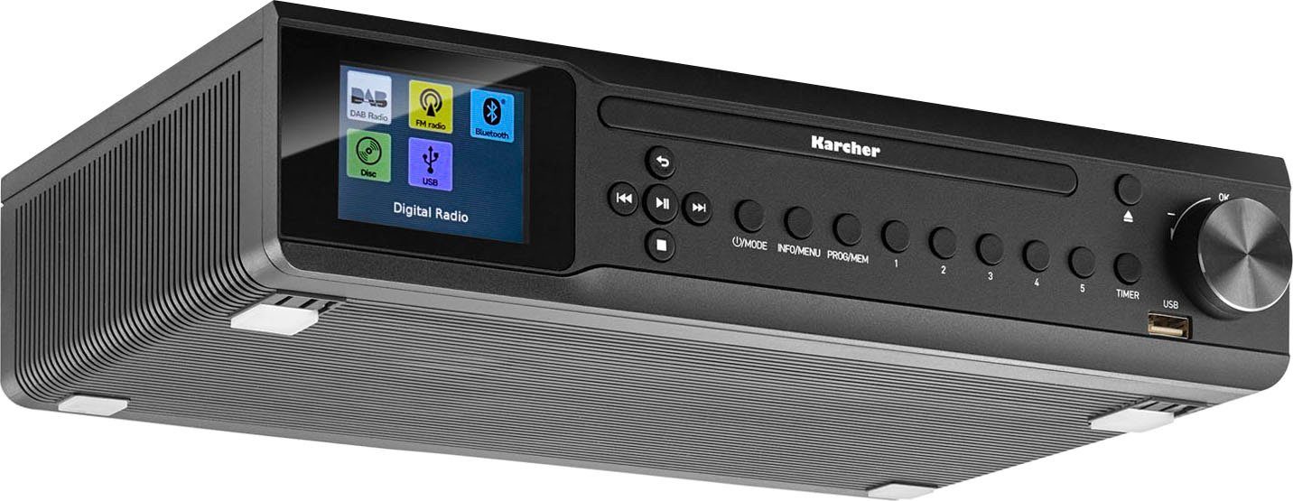 Karcher RA 2060D Digitalradio (DAB) (Digitalradio (DAB), UKW mit RDS, 6 W, Küchenradio mit DAB+, Unterbau, CD Player, Bluetooth, Farbdisplay)