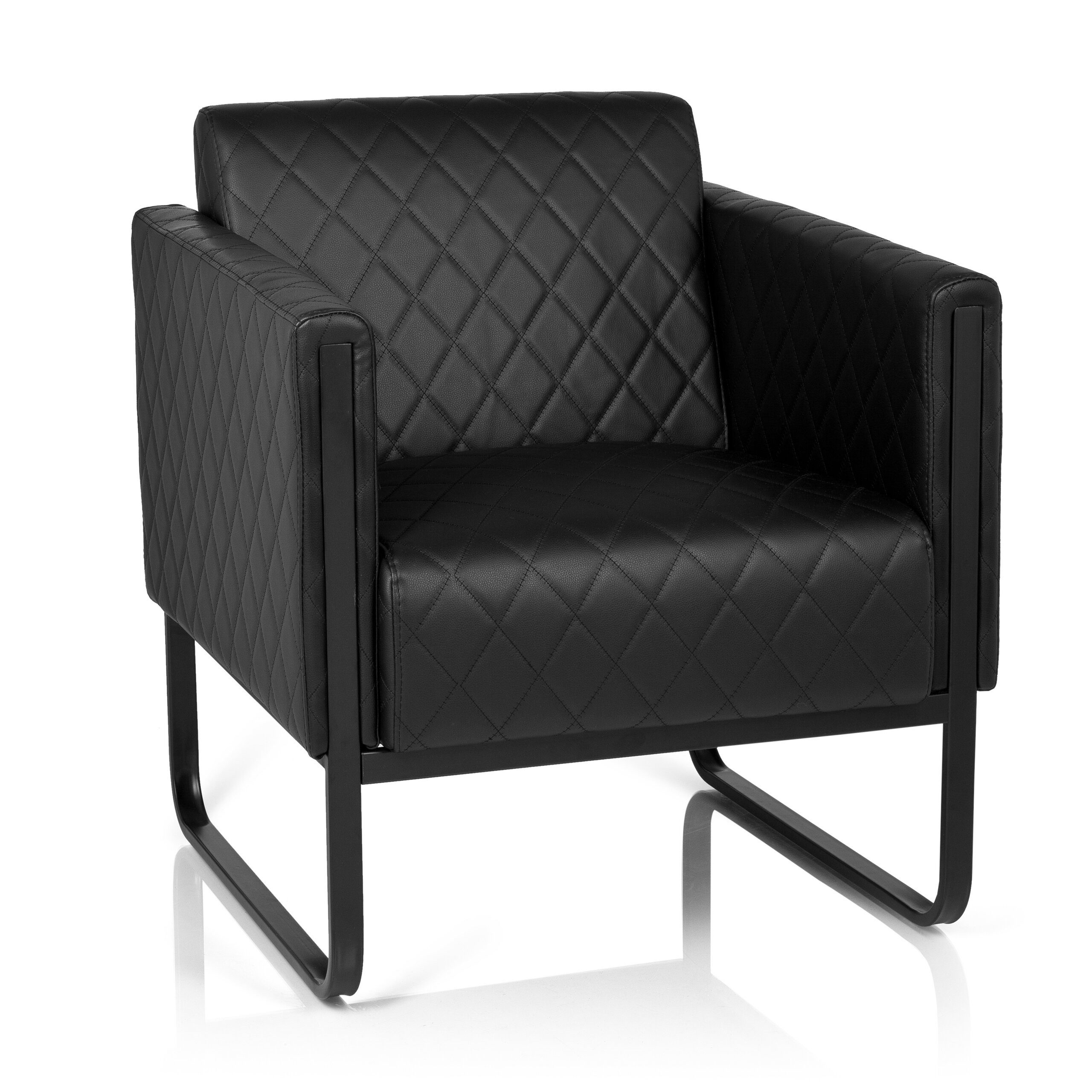 hjh OFFICE Loungesessel ARUBA BLACK Sessel Kunstleder mit Armlehnen 1 St., Sessel gepolstert mit Metallgestell