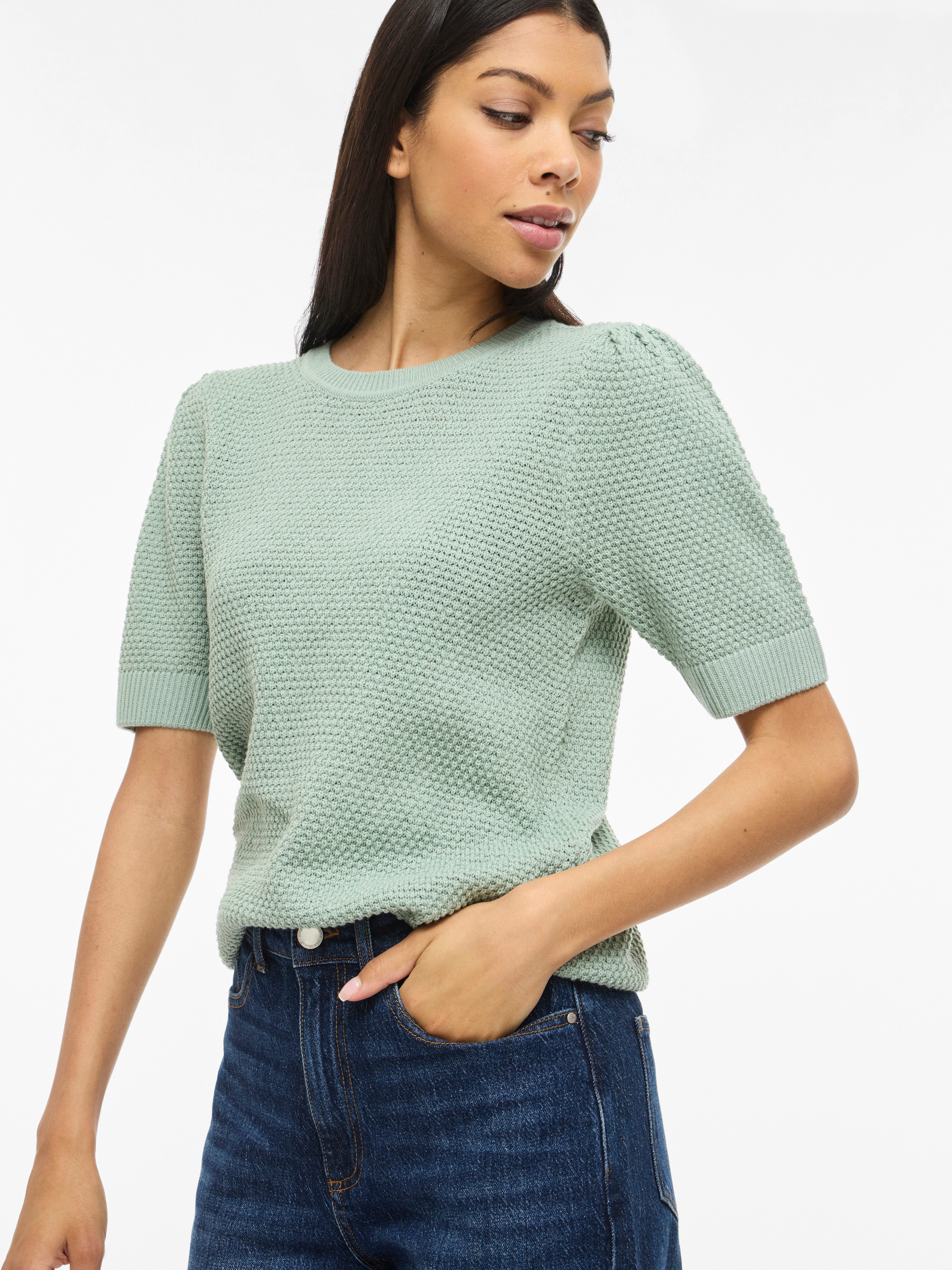 Vila Kurzarmpullover VIDALO O-NECK S/S KNIT TOP - NOOS