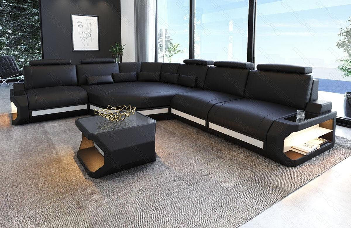 Sofa Dreams Ecksofa Asti, Couch, L Form Ledersofa mit LED, Designersofa