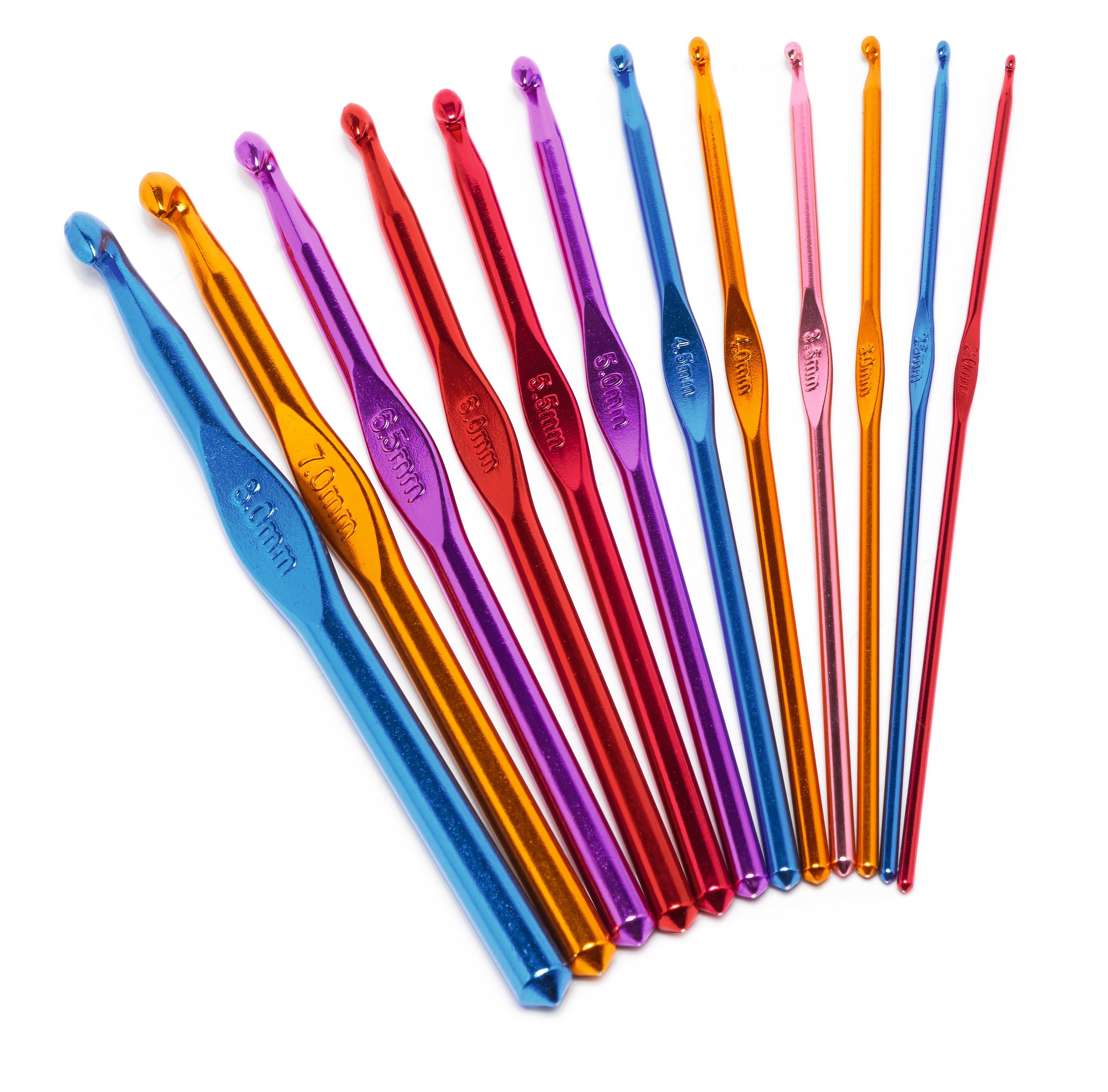 Stecknadeln Größen 12er-Set bunt, Häkelnadel-Set 8,0 2,0 VBS, -