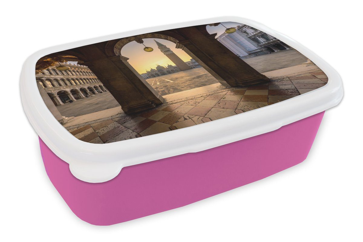 Mädchen, Italien Kunststoff Kunststoff, Erwachsene, (2-tlg), rosa Kinder, Marco, Brotdose - für San Snackbox, - Brotbox MuchoWow Lunchbox Platz