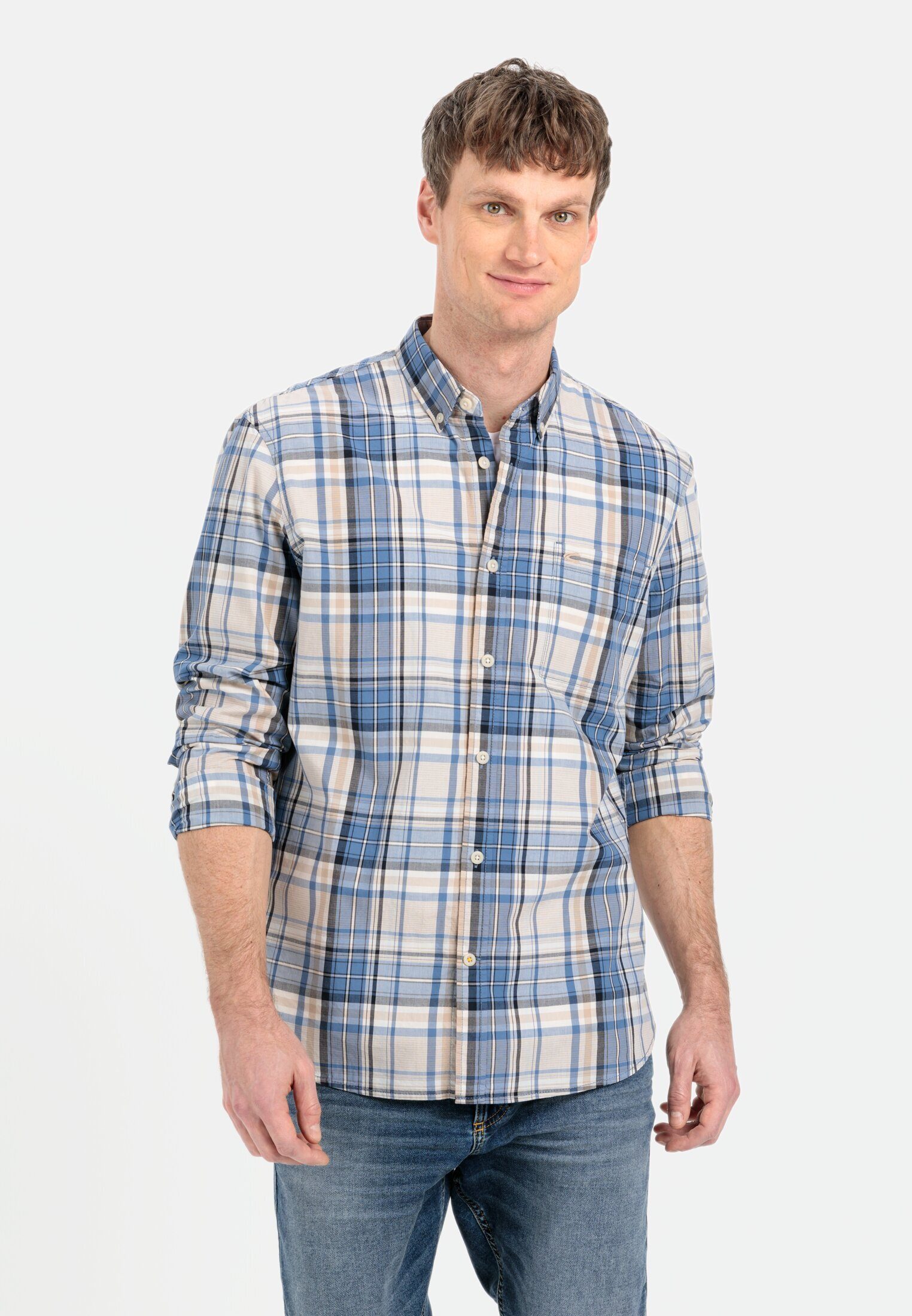 camel active Karohemd aus reiner Baumwolle Button-Down