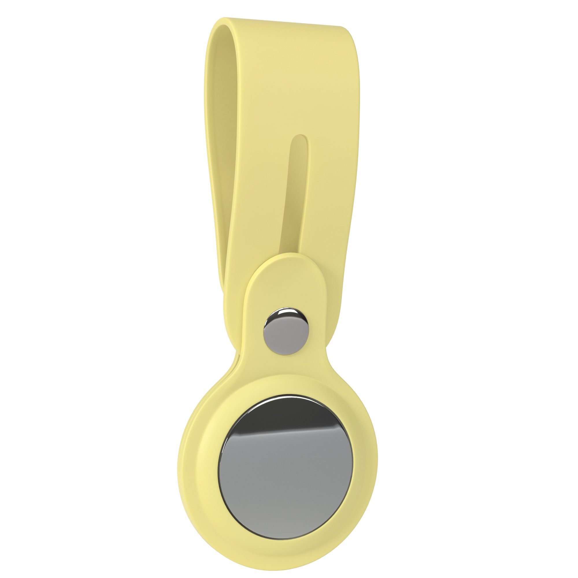 EAZY CASE Schlüsselanhänger Anhänger kompatibel mit Apple AirTag, Airtag Hülle mit kurzer Silikon Schlaufe Kratzfest GPS Tasche Gelb