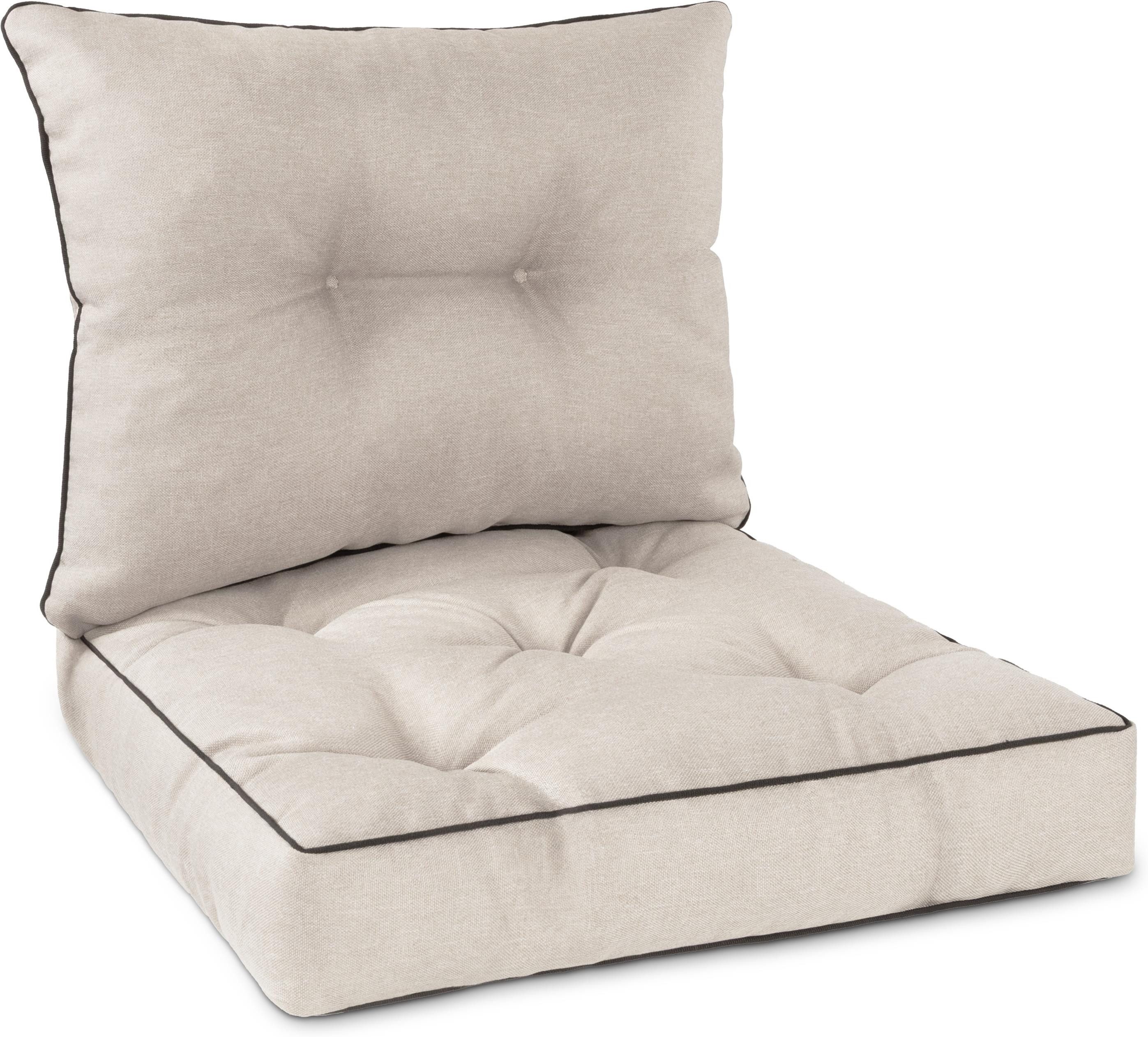 Aspero Sitzauflage Set Stuhl- und Rückenkissen 50x50 cm & 50x40 cm, Gepolsterte Outdoor Kissen Set mit Steppung