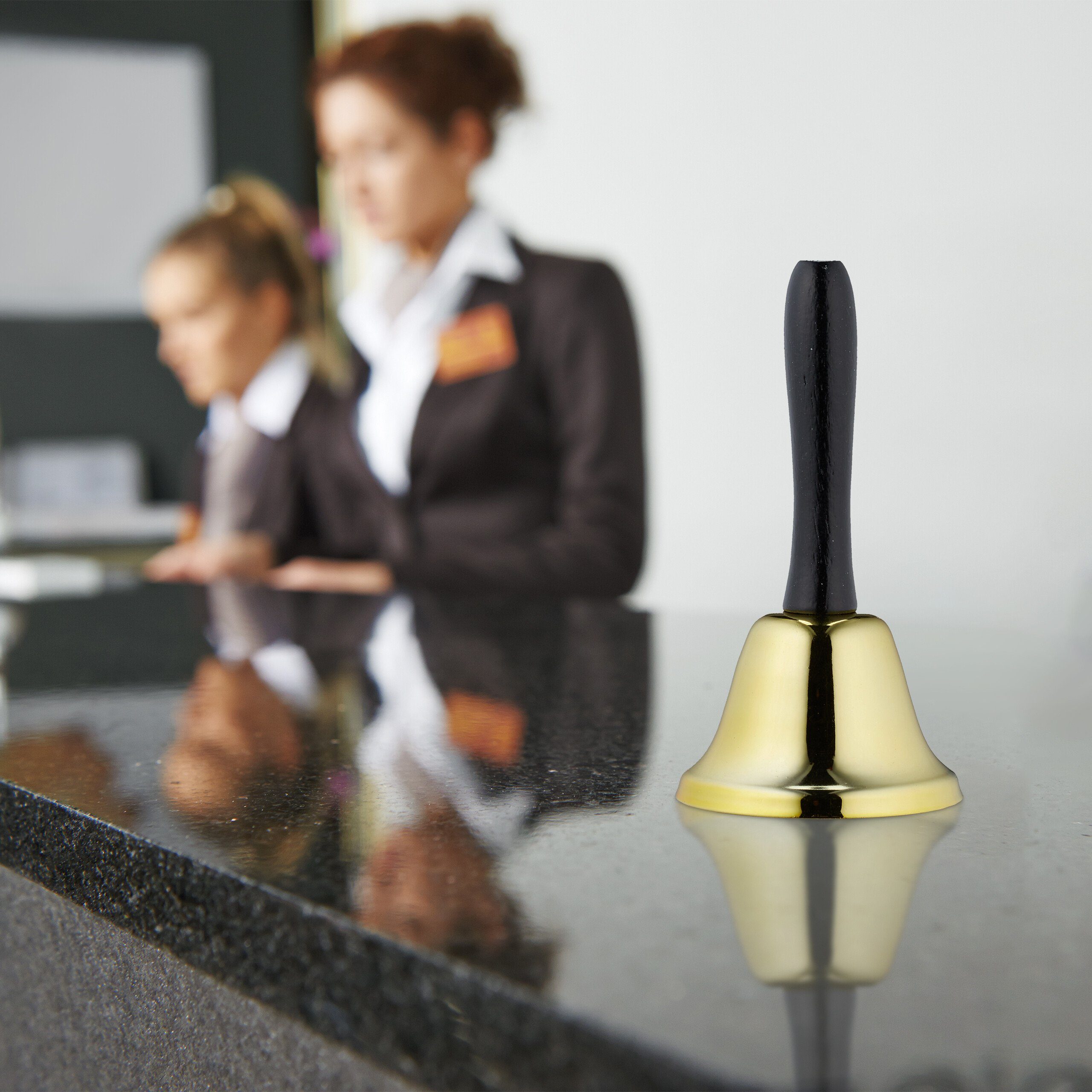 relaxdays Dekofigur Handglocke 3er Set, gold günstig online kaufen