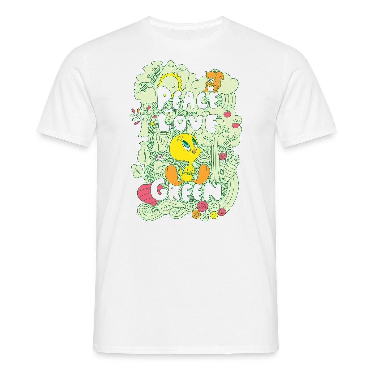 Spreadshirt T-Shirt Looney Tunes Tweety Peace Love Green Design Männer T-Shirt (1-tlg)