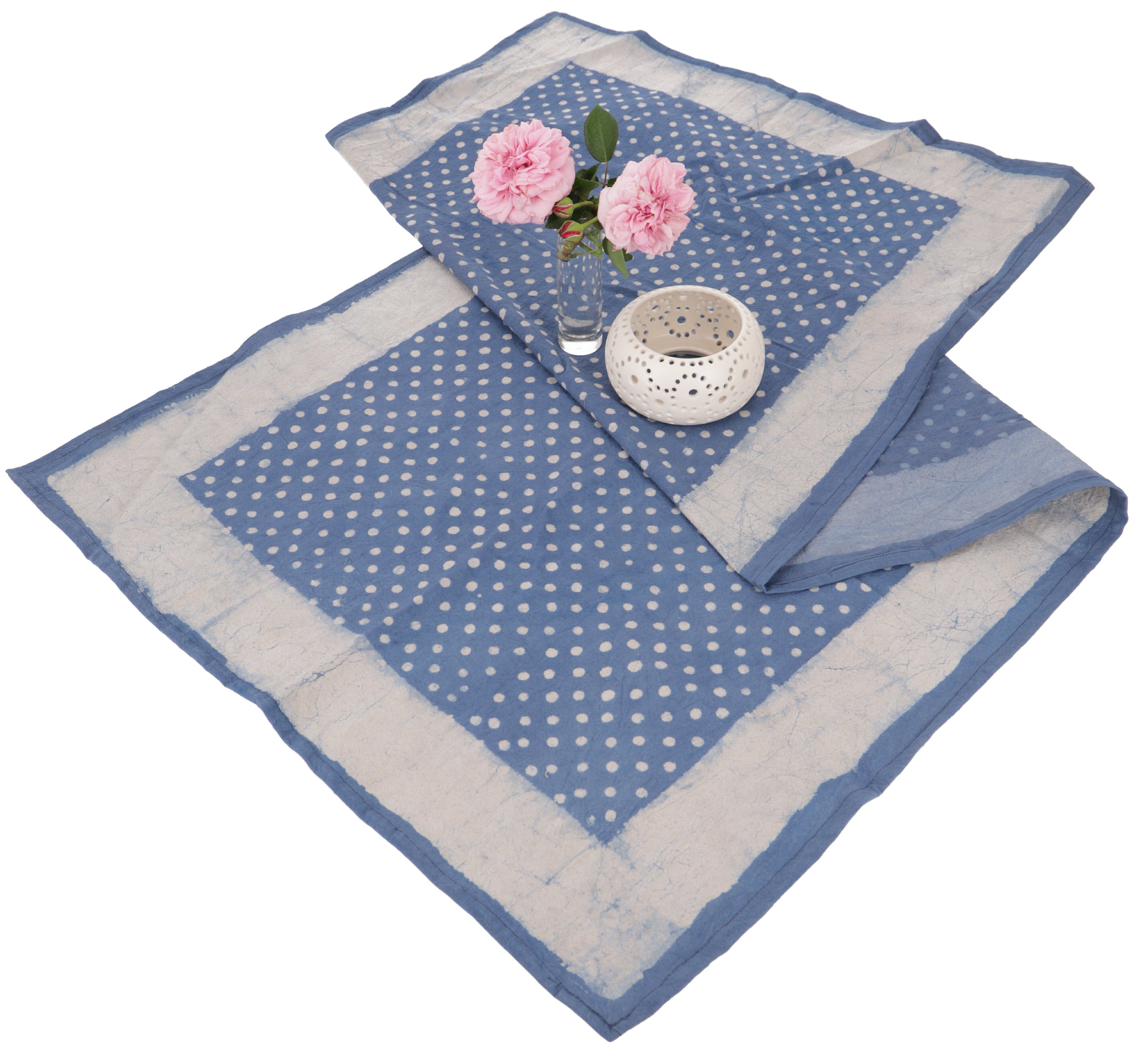 Tischläufer blau Tischdecke, Blockdruck, Boho.. Guru-Shop Tischläufer 3