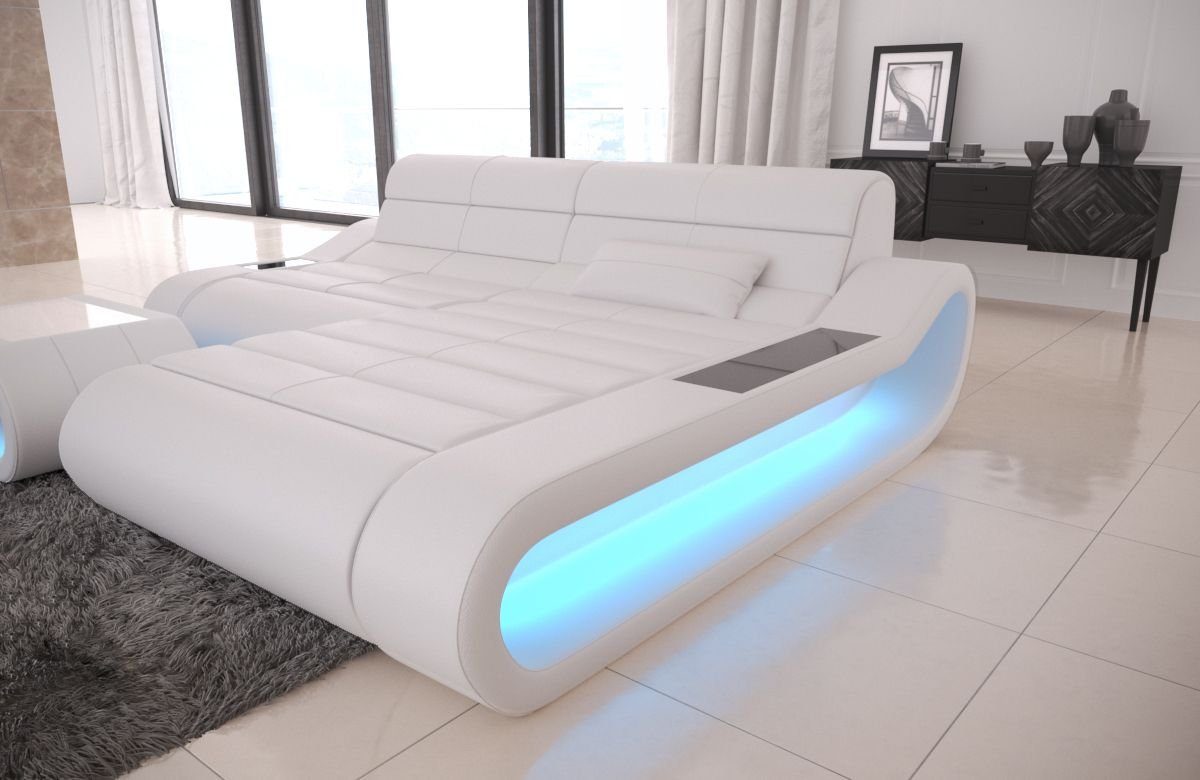 Sofa Dreams Ecksofa Leder Sofa Ledercouch Concept L Form kurz Ledersofa, Couch, mit LED, Designersofa mit ergonomischer Rückenlehne