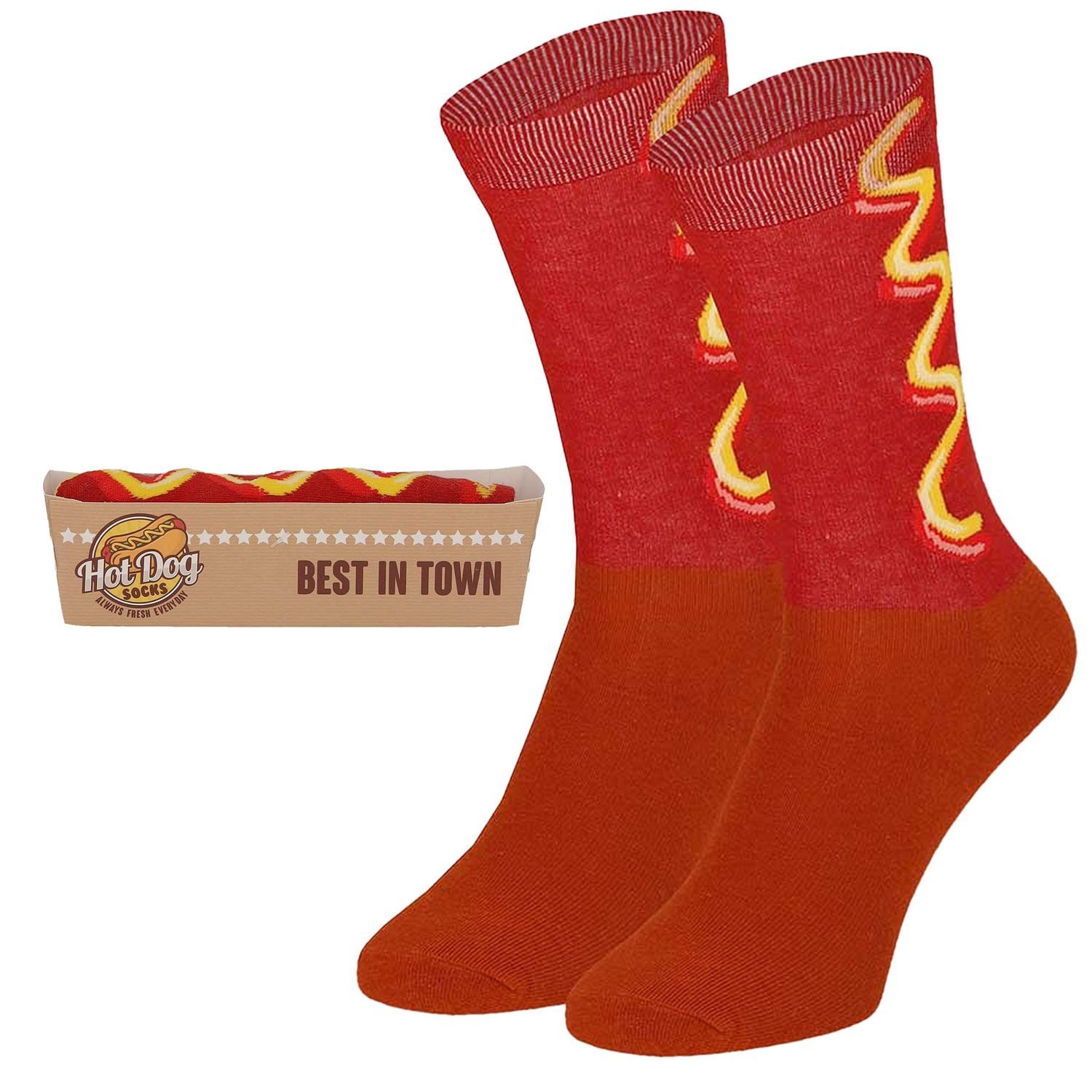 Apollo Socken HOTDOG (1-Paar) originell verpackt in einer Hotdog-Box