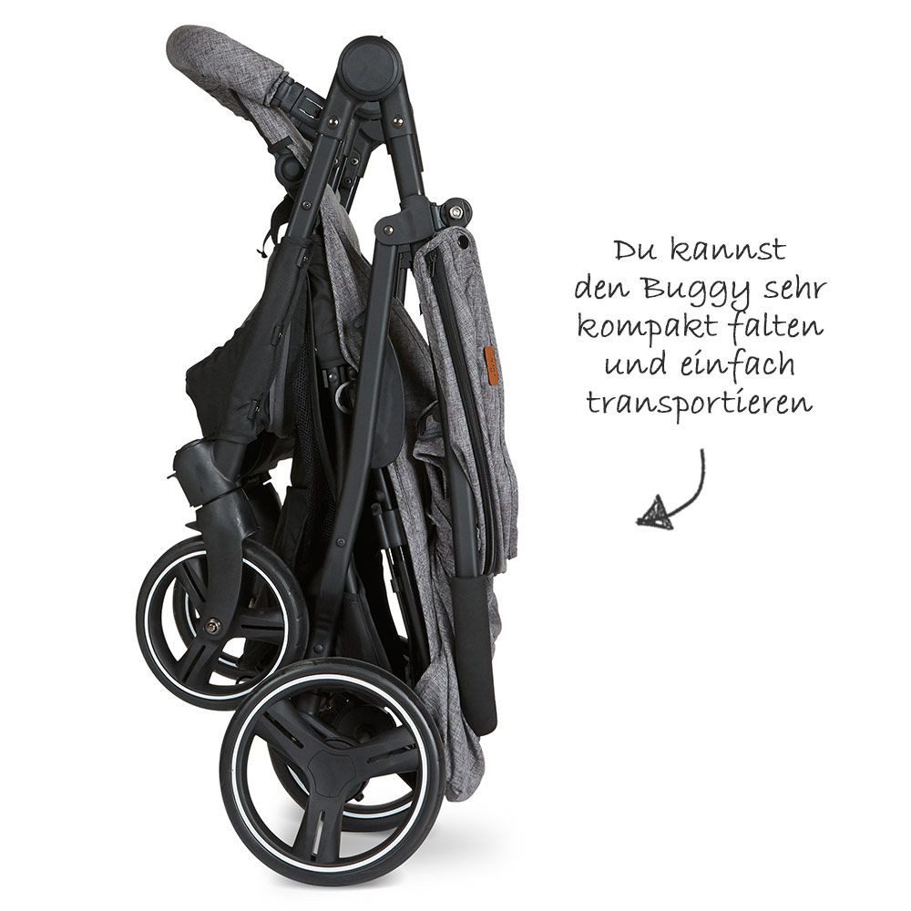 ABC Design Twin Buggy - Circle Line - Woven Graphite, (8-piece set), Twin Buggy with Reclining Function (including Rain Cover)