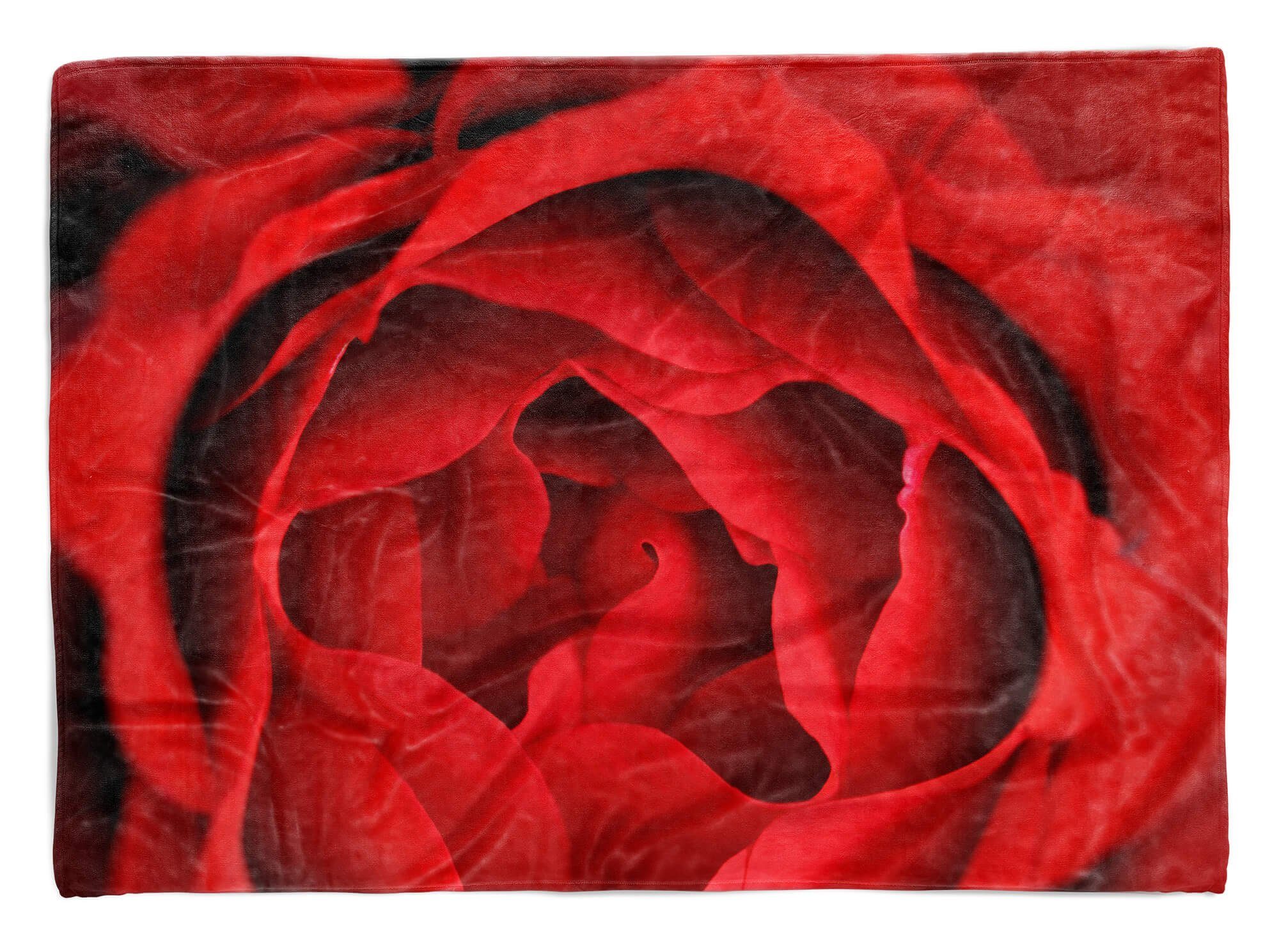 Sinus Art (1-St), Kuscheldecke Handtuch Fotomotiv Handtücher Saunatuch N, Baumwolle-Polyester-Mix Blume mit Handtuch Rote Strandhandtuch Blüte