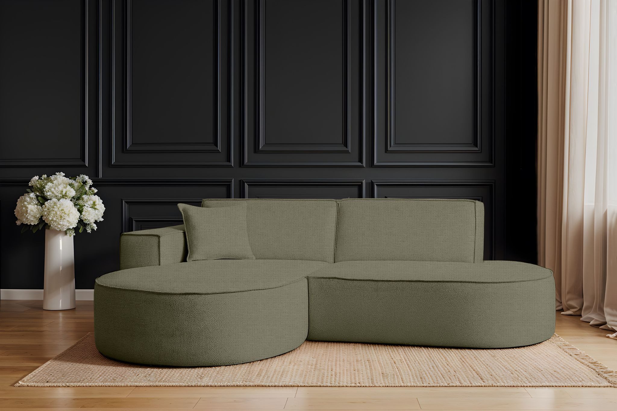 Kaiser Möbel Ecksofa Designer MODENA STUDIO stoff Artico, Einzelsofa, Minimalistisches Design mit abgerundeten Linien