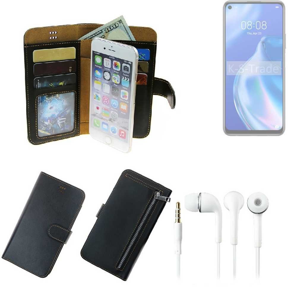 K-S-Trade Handyhülle für Huawei P40 lite 5G, TOP SET Handy Hülle Schutz Hülle schwarz aus Kunstleder +