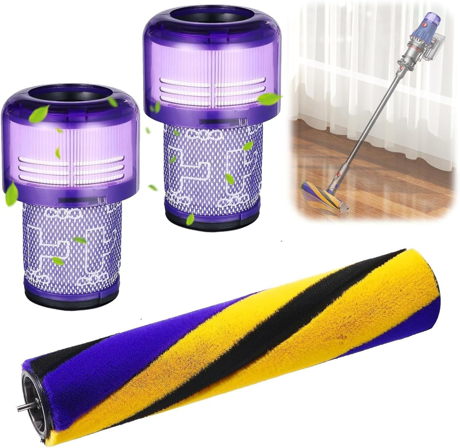 FELIXLEO Filtermatte V12 Filter für Dyson,Mit Ersatzbürste und Ersatzfilter, (3-St)
